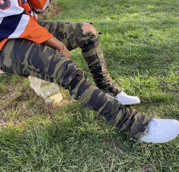 Custom Stacked Army/ Camo Cargo Pants Grailed