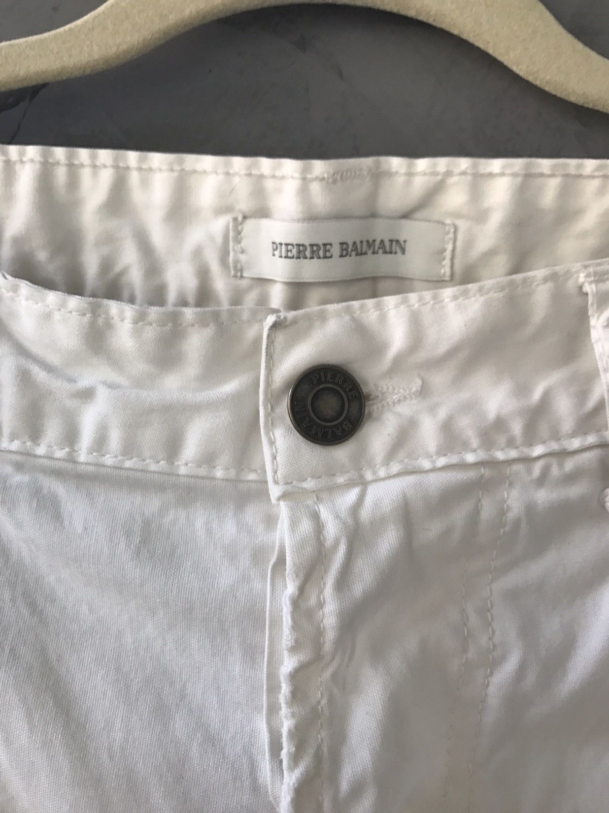 Pierre Balmain White Distressed Denim Size US 33 - 3 Thumbnail