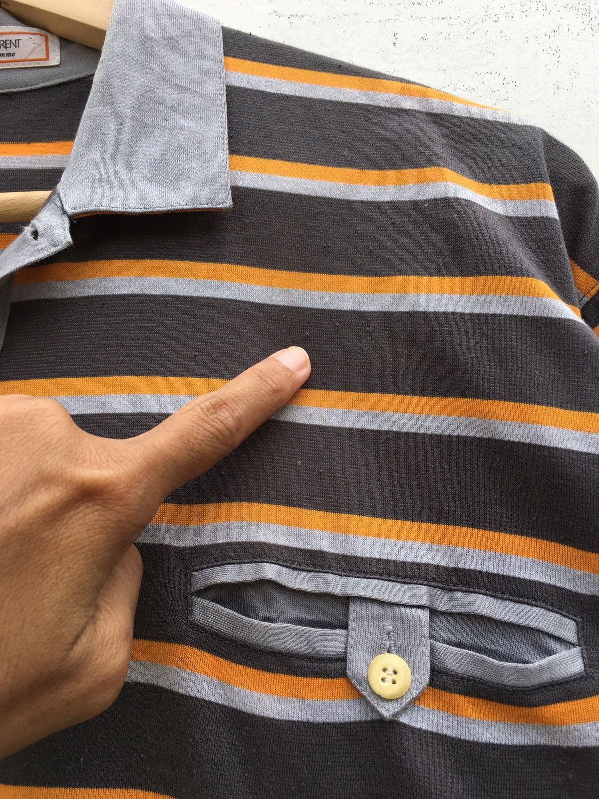 Yves Saint Laurent Vintage 90 YSL Yves Saint Laurent Stripes Polo Shirt Size US M / EU 48-50 / 2 - 14 Thumbnail
