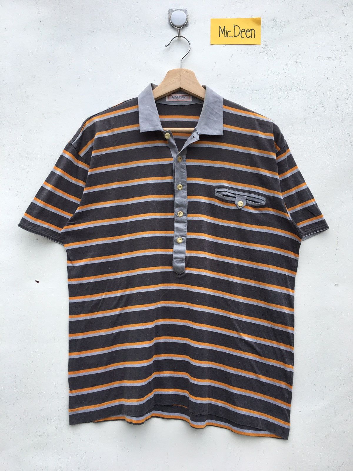 Yves Saint Laurent Vintage 90 YSL Yves Saint Laurent Stripes Polo Shirt Size US M / EU 48-50 / 2 - 2 Thumbnail