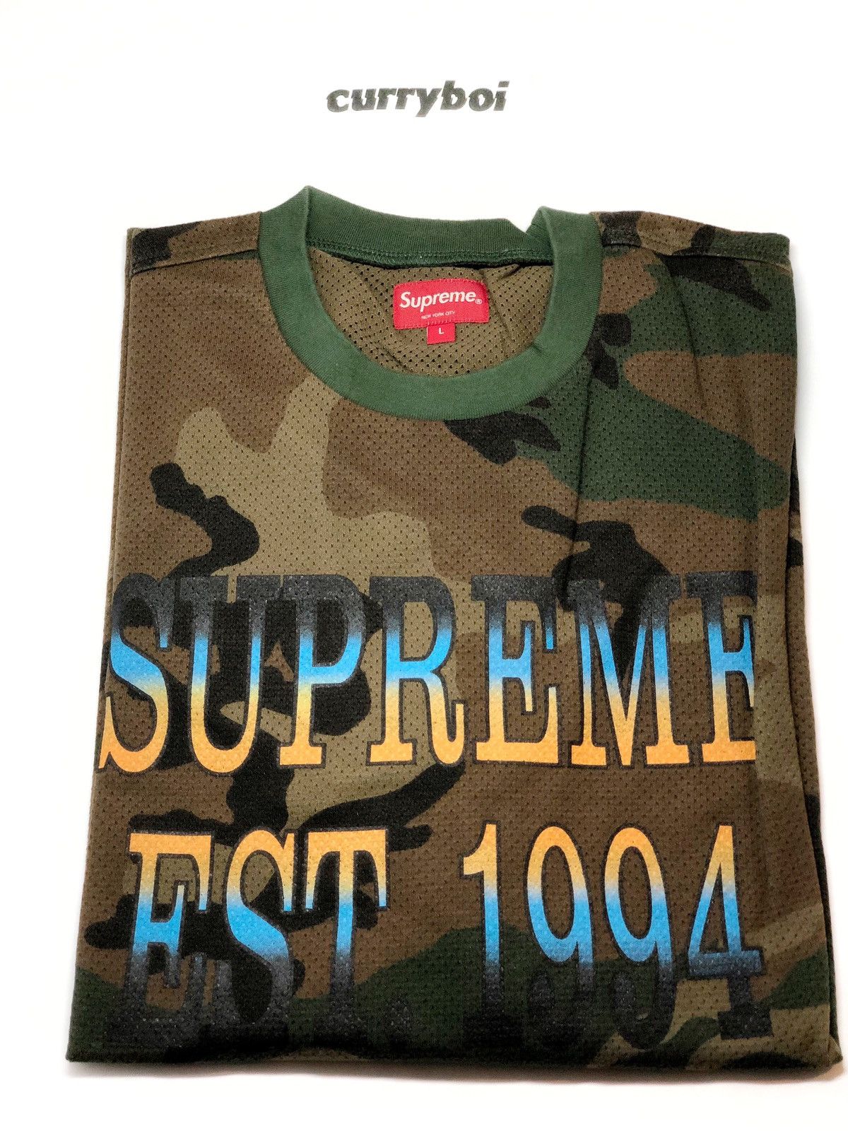 トップス Supreme Cotton Mesh Gradient Logo Tee Supreme Cotton Mesh Gradient Logo S S Top (SS20) - $62