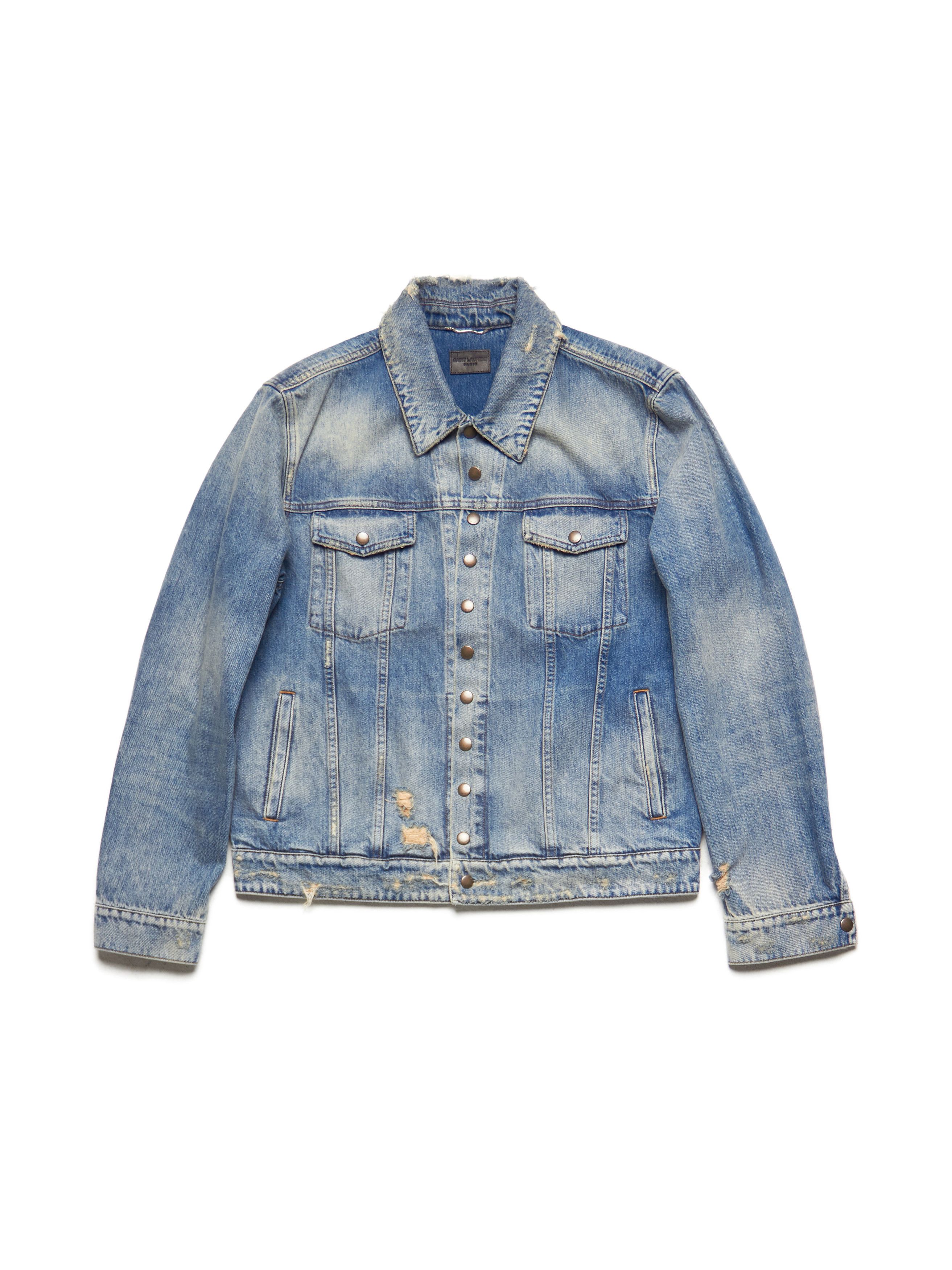 Saint Laurent Paris Rare Saint Laurent Paris Distressed Studded Denim Jacket Size US XL / EU 56 / 4 - 1 Thumbnail