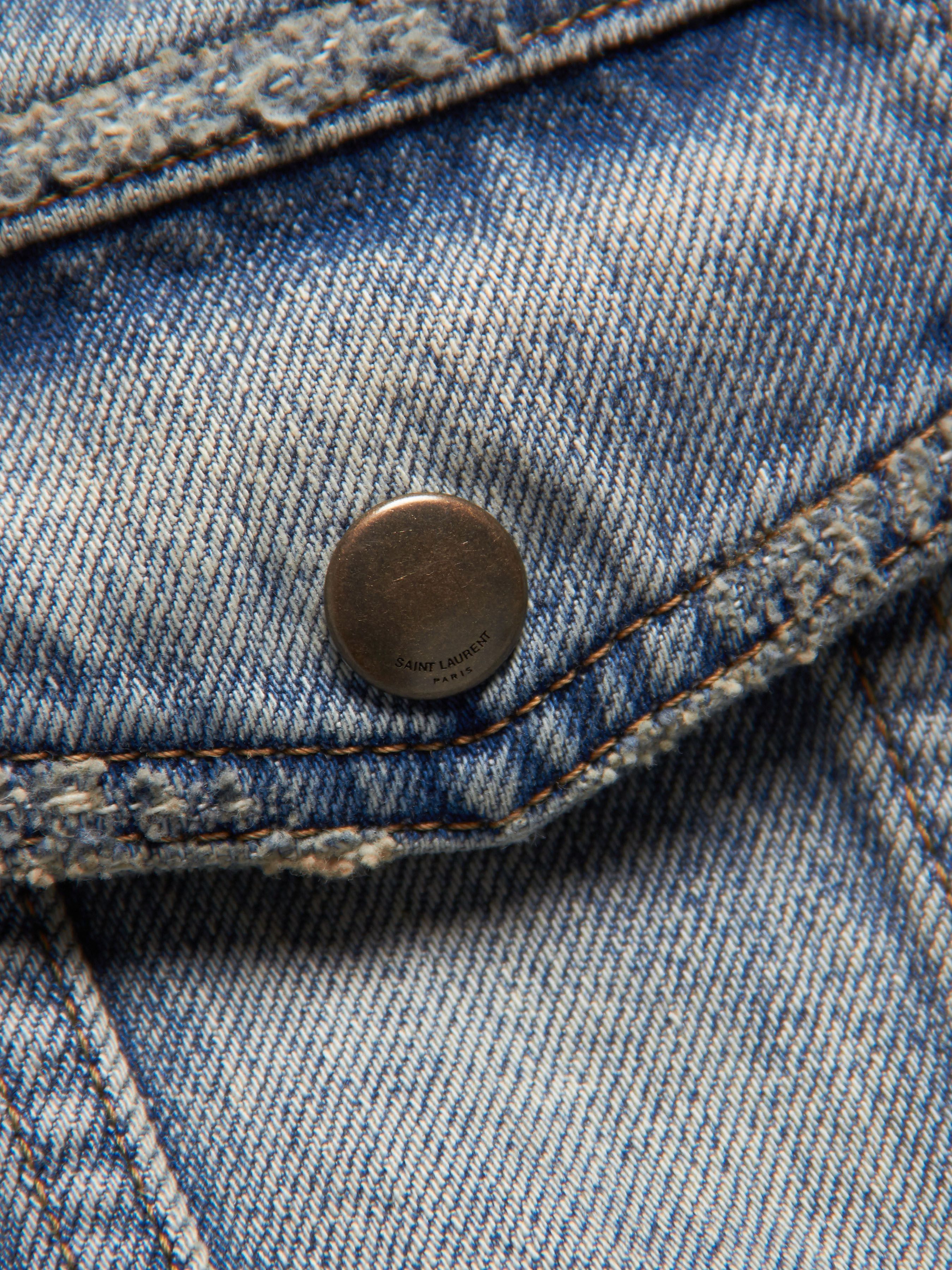Saint Laurent Paris Rare Saint Laurent Paris Distressed Studded Denim Jacket Size US XL / EU 56 / 4 - 6 Thumbnail