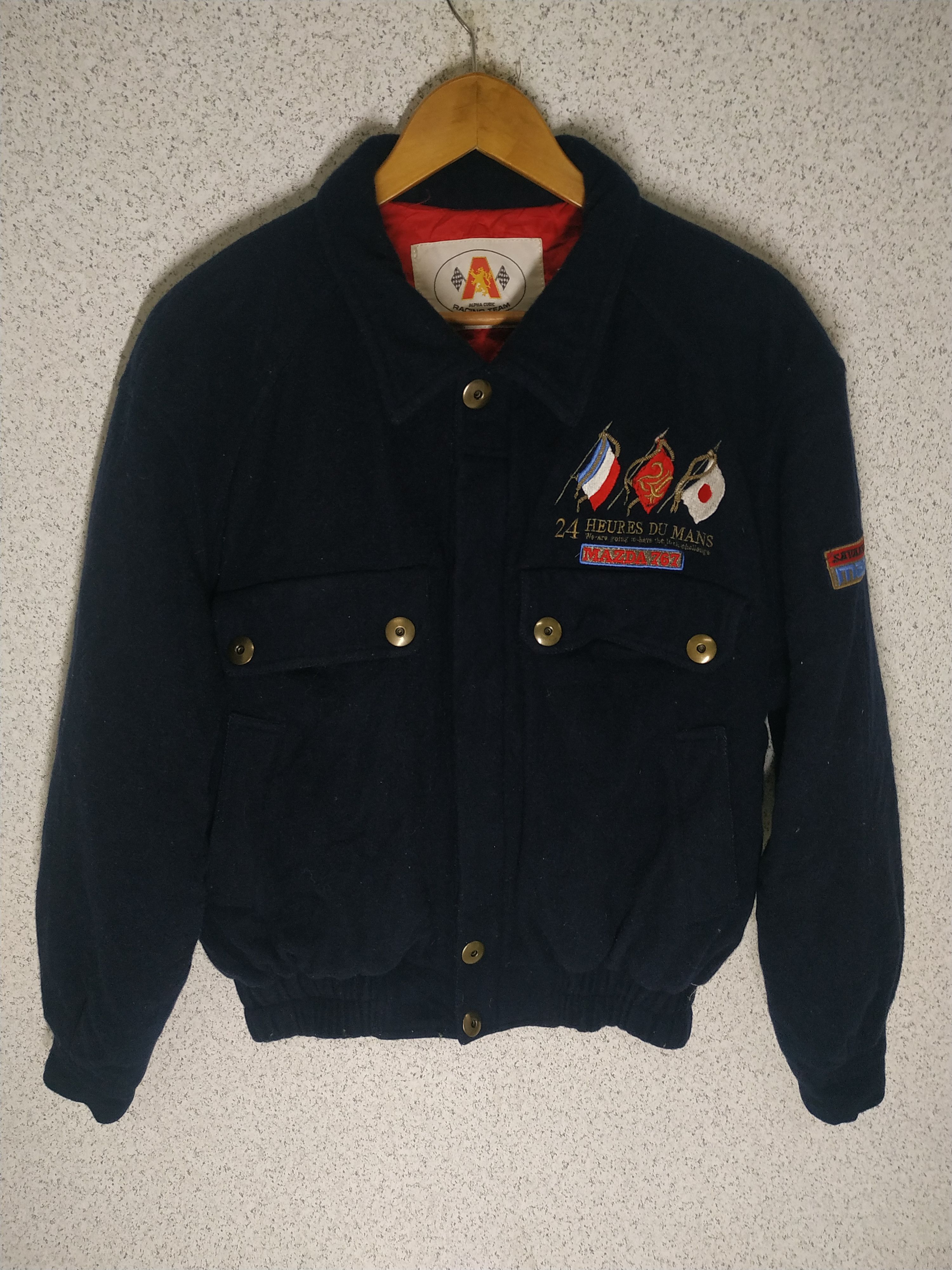 Racing × Vintage Vintage Alpha Cubic Racing Team Mazda767 Wool Bomber ...