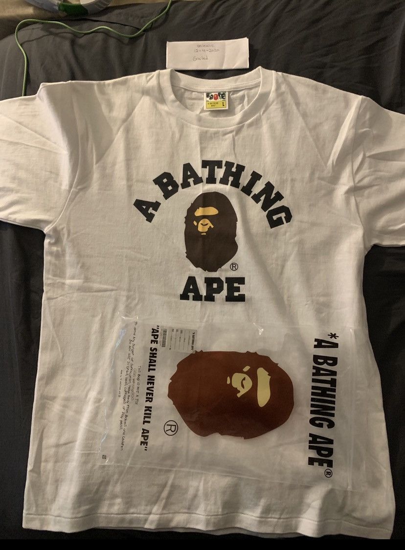 Bape CLASSIC Bape College Tee White Size US L / EU 52-54 / 3 - 2 Thumbnail