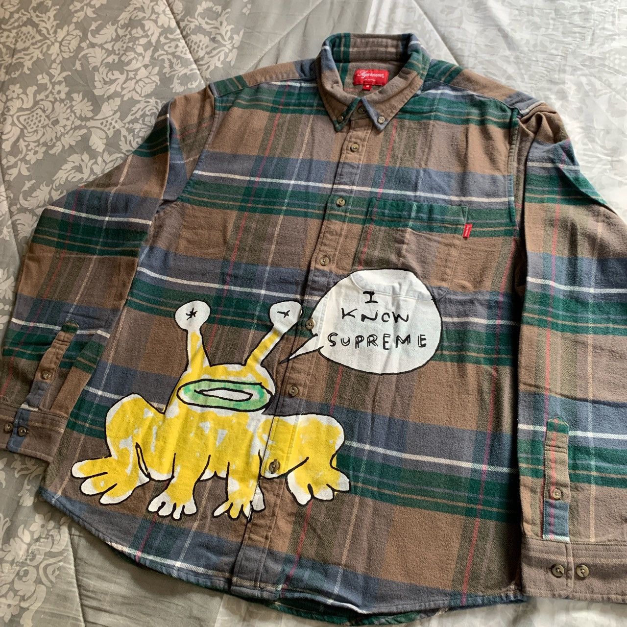 Supreme Supreme Daniel johnston frog plaid flannel size Medium