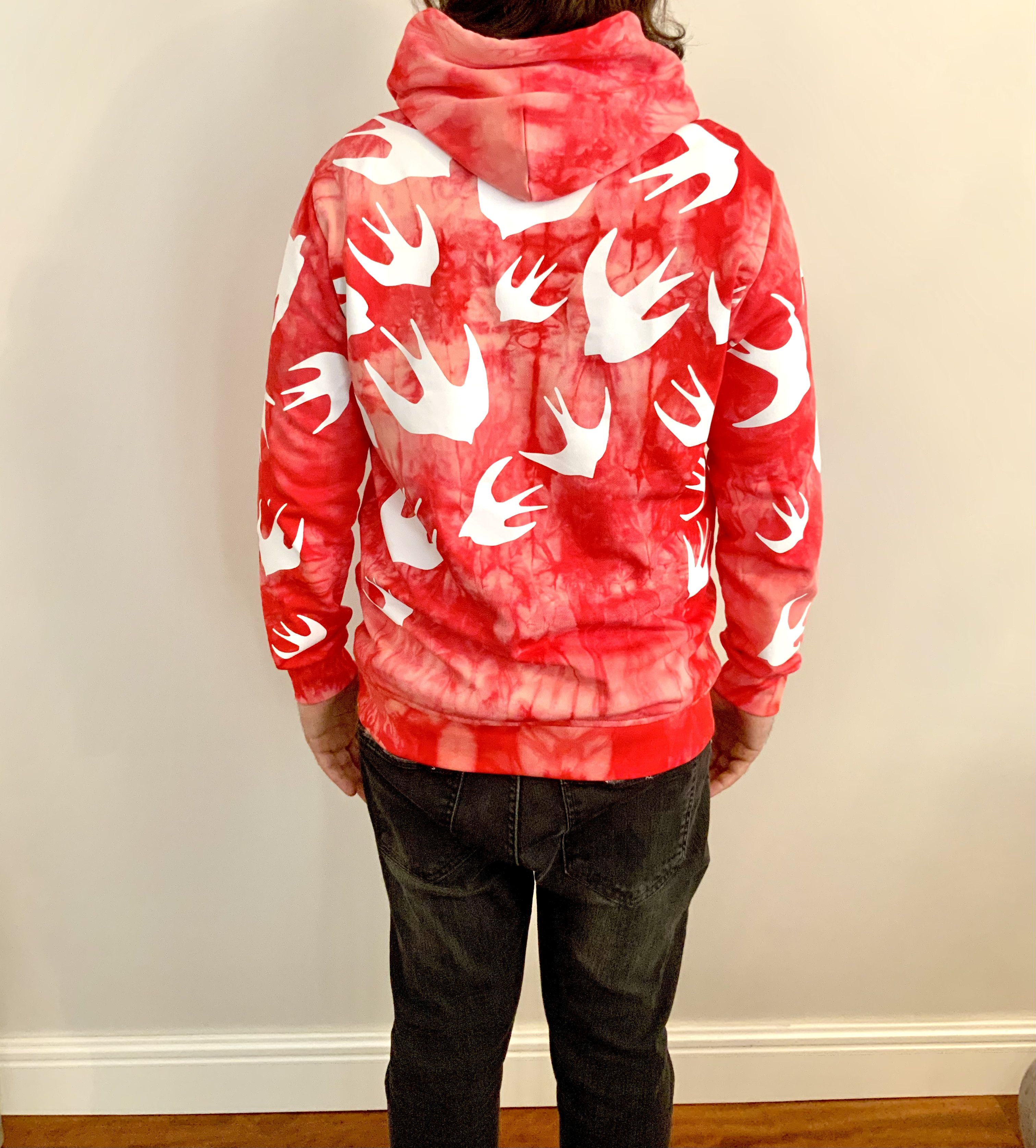 Alexander McQueen MCQ McQ SWALLOW Red Pink Tie Dye Swallow Pullover Hoodie Grailed