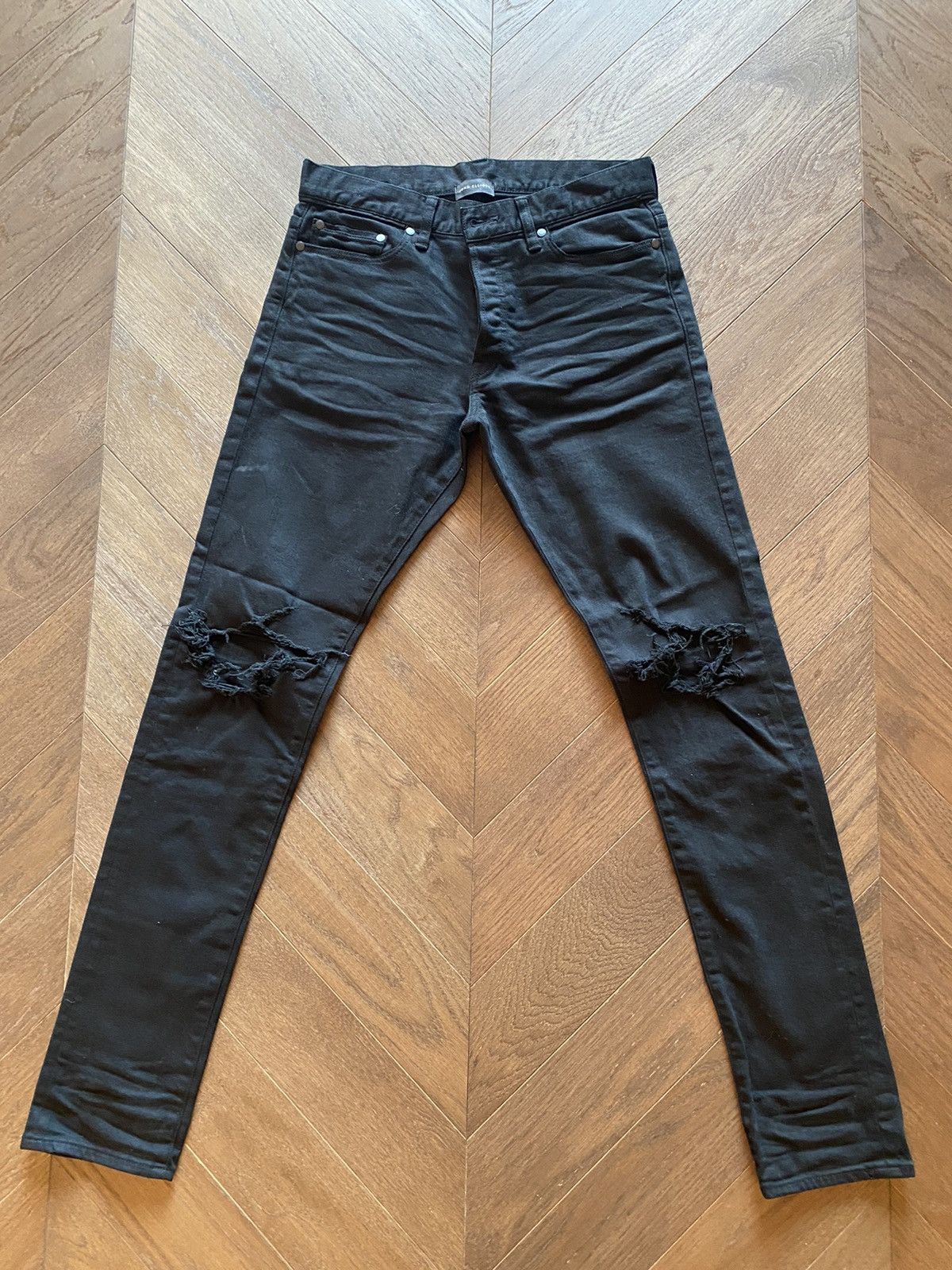 John Elliott Cast 2 Japanese Denim in Jet Black with Knee Rips Size US 30 / EU 46 - 1 Thumbnail