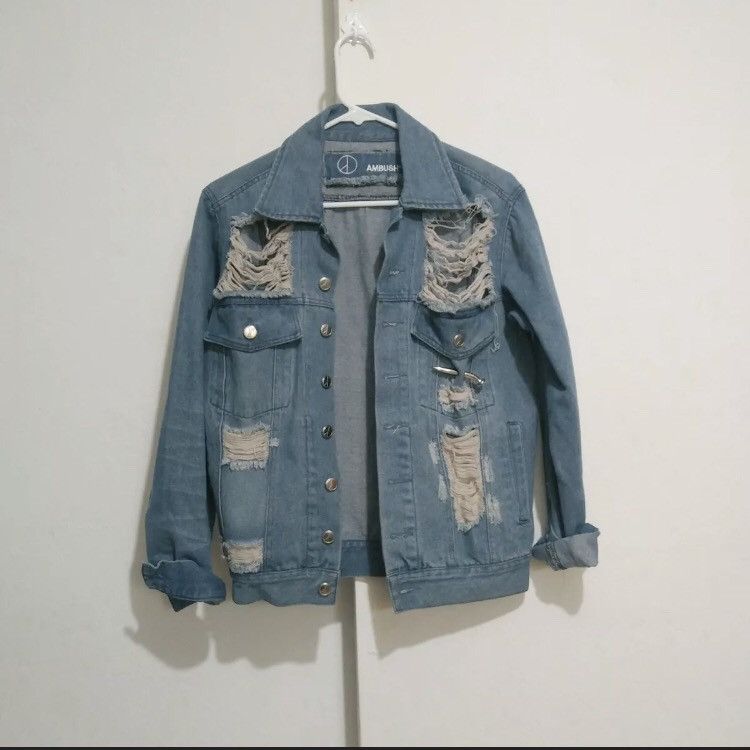 Ambush Design AMBUSH PEACEMINUSONE Distressed denim jacket 2016