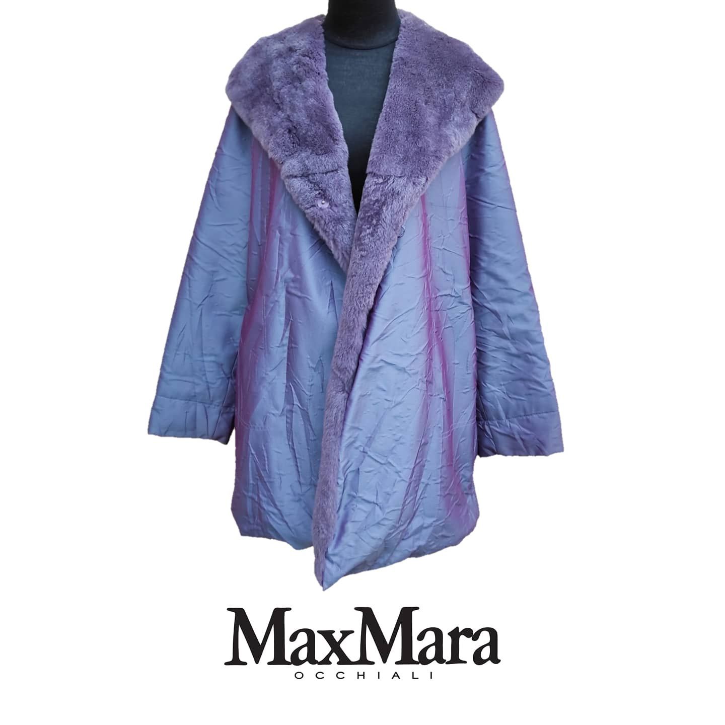 Max Mara × Vintage Sublime Fur-trimmed Alpaca & Wool Coat Size L / US 10 / IT 46 - 1 Thumbnail