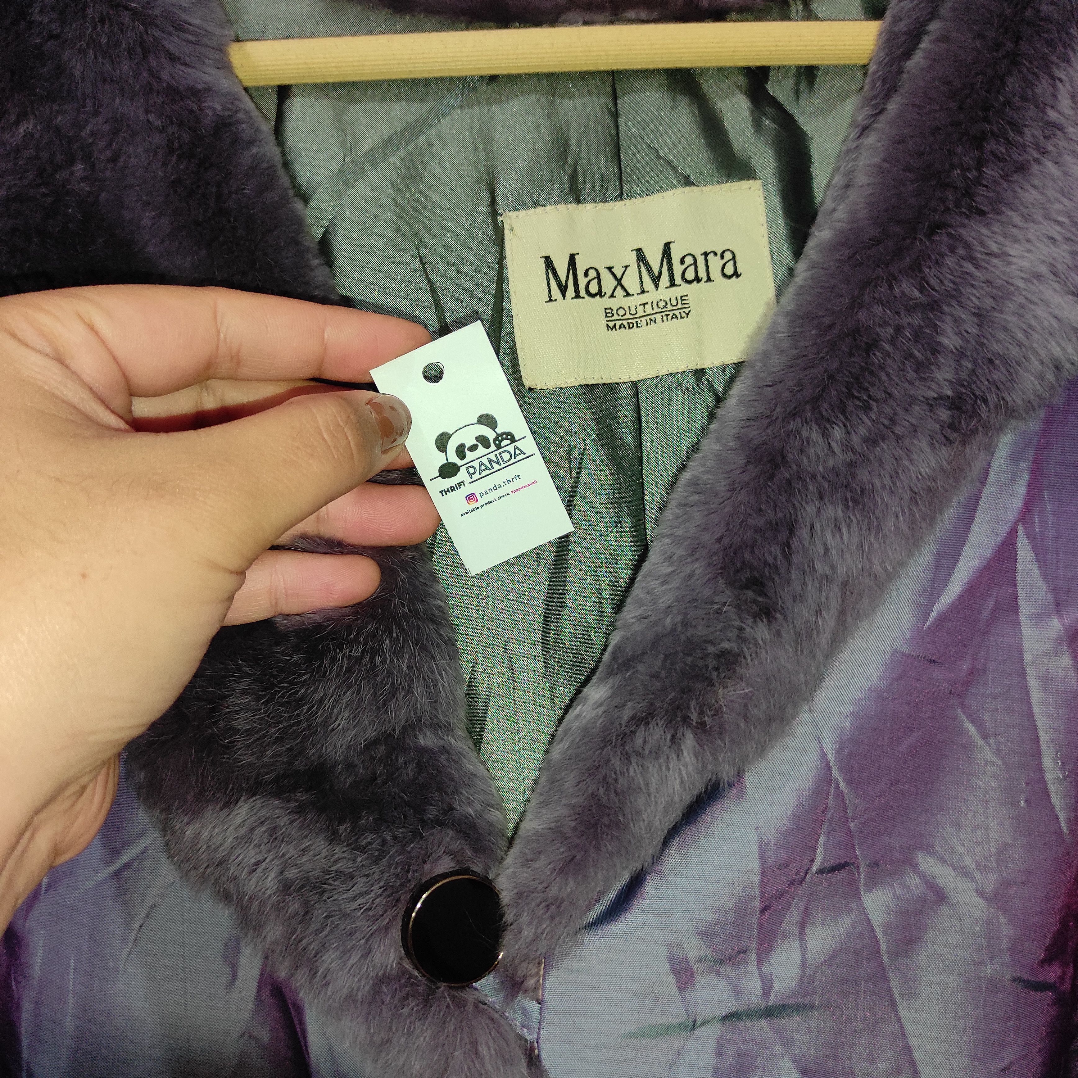 Max Mara × Vintage Sublime Fur-trimmed Alpaca & Wool Coat Size L / US 10 / IT 46 - 5 Thumbnail
