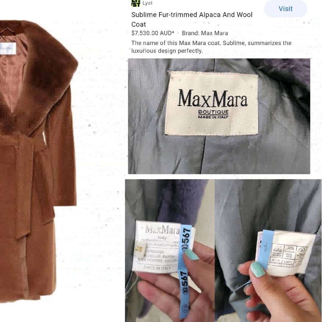Max Mara × Vintage Sublime Fur-trimmed Alpaca & Wool Coat Size L / US 10 / IT 46 - 4 Thumbnail