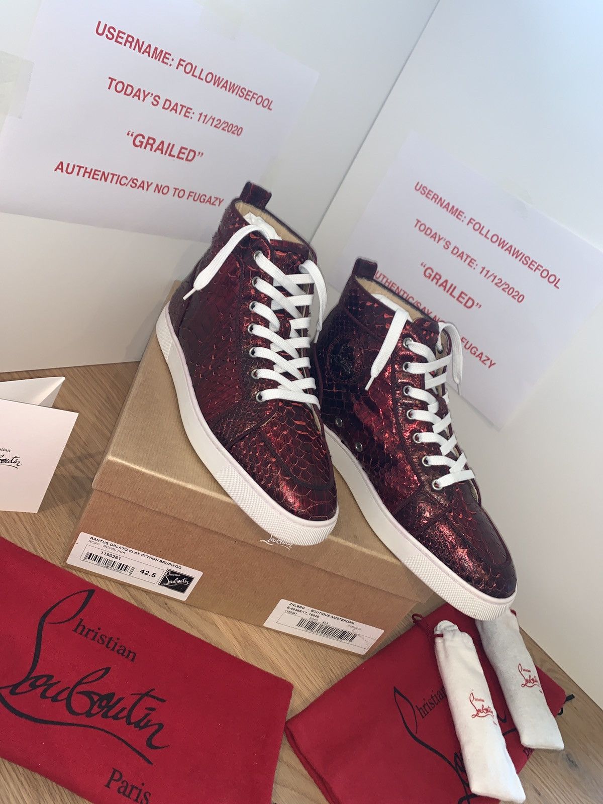 Christian Louboutin Rantus Flat Python Leather High Top Mens