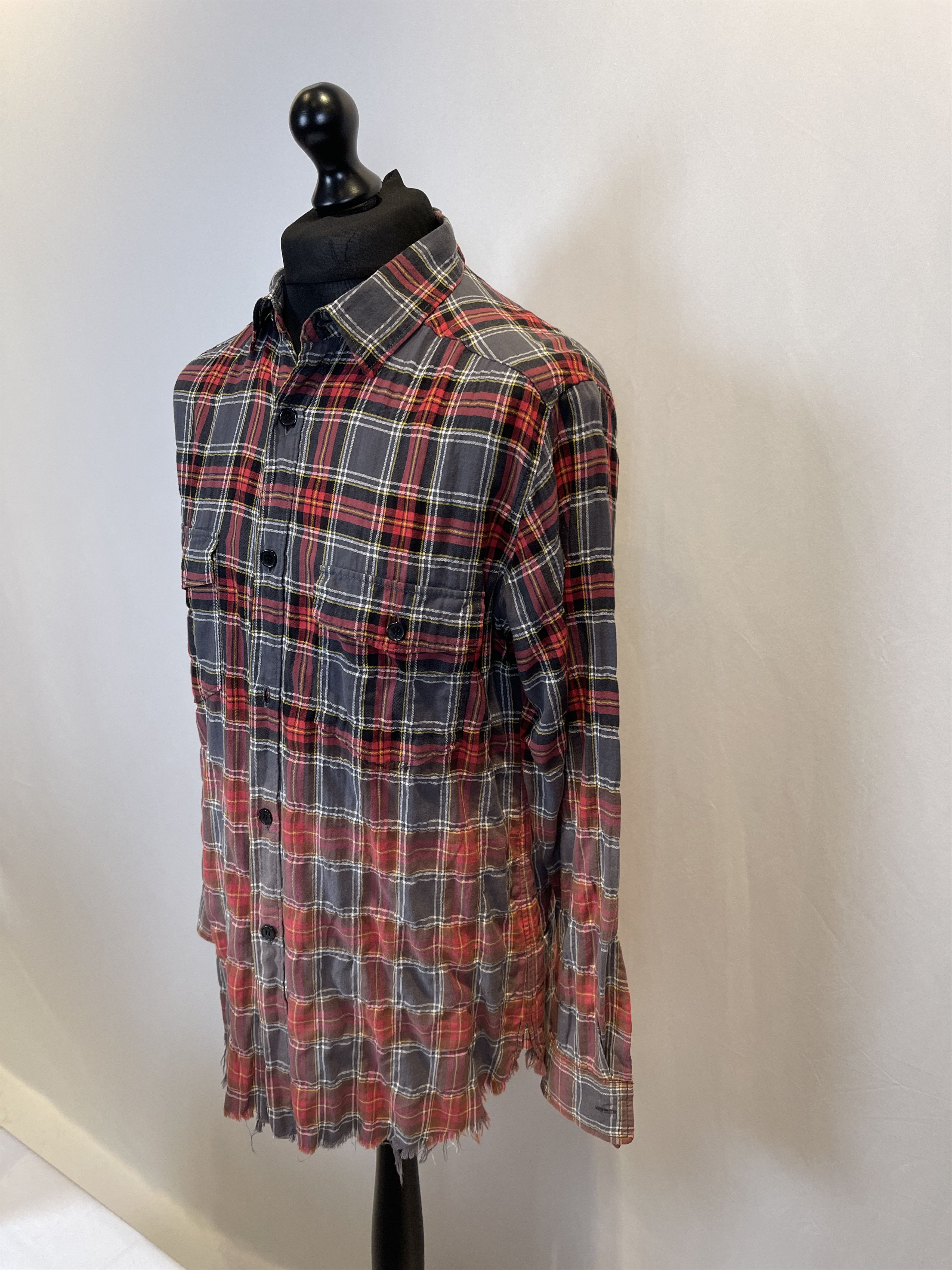 Hedi Slimane × Saint Laurent Paris Saint Laurent Raw Hem Degradé Flannel Shirt Size US L / EU 52-54 / 3 - 4 Thumbnail
