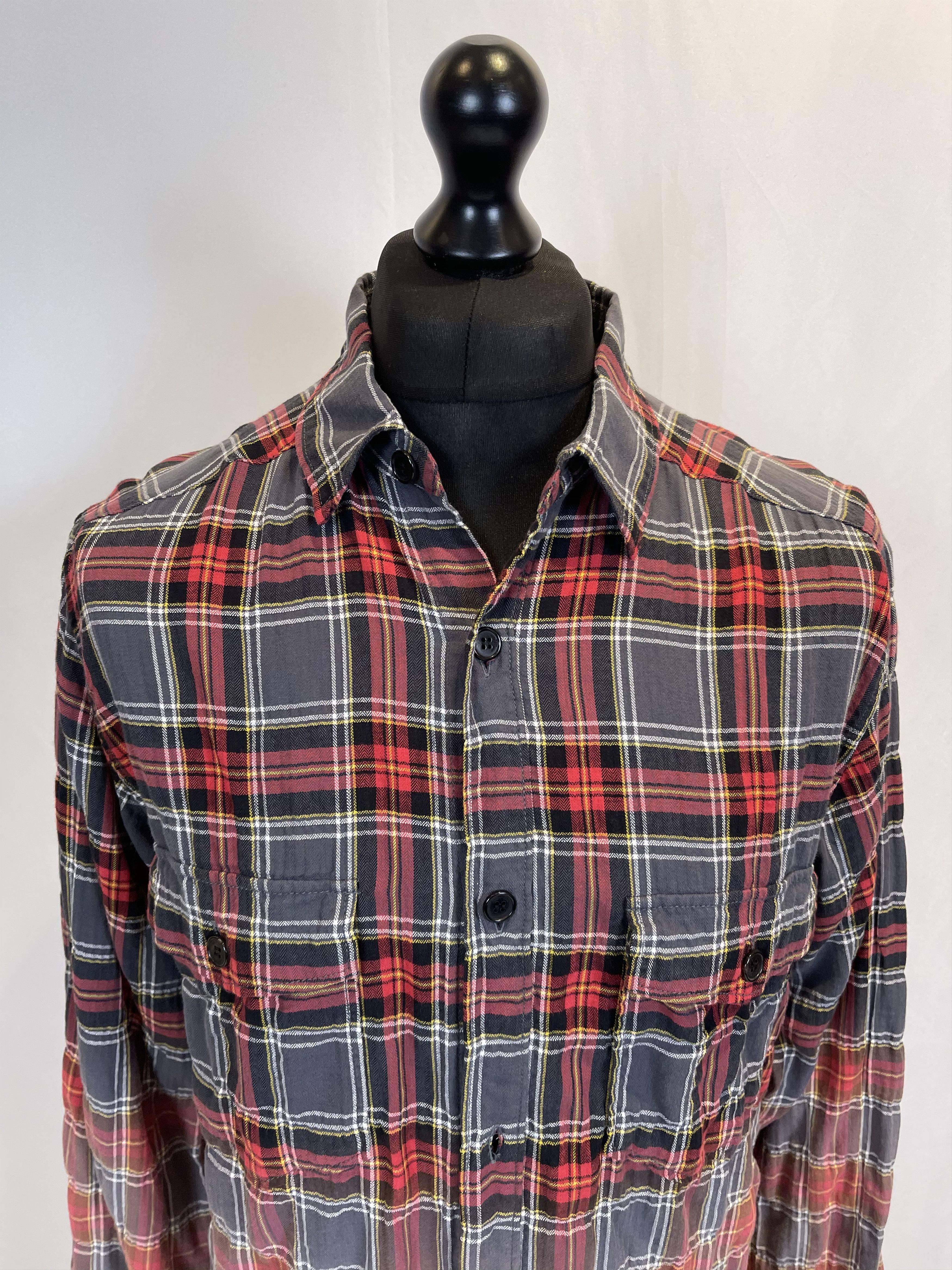 Hedi Slimane × Saint Laurent Paris Saint Laurent Raw Hem Degradé Flannel Shirt Size US L / EU 52-54 / 3 - 2 Thumbnail