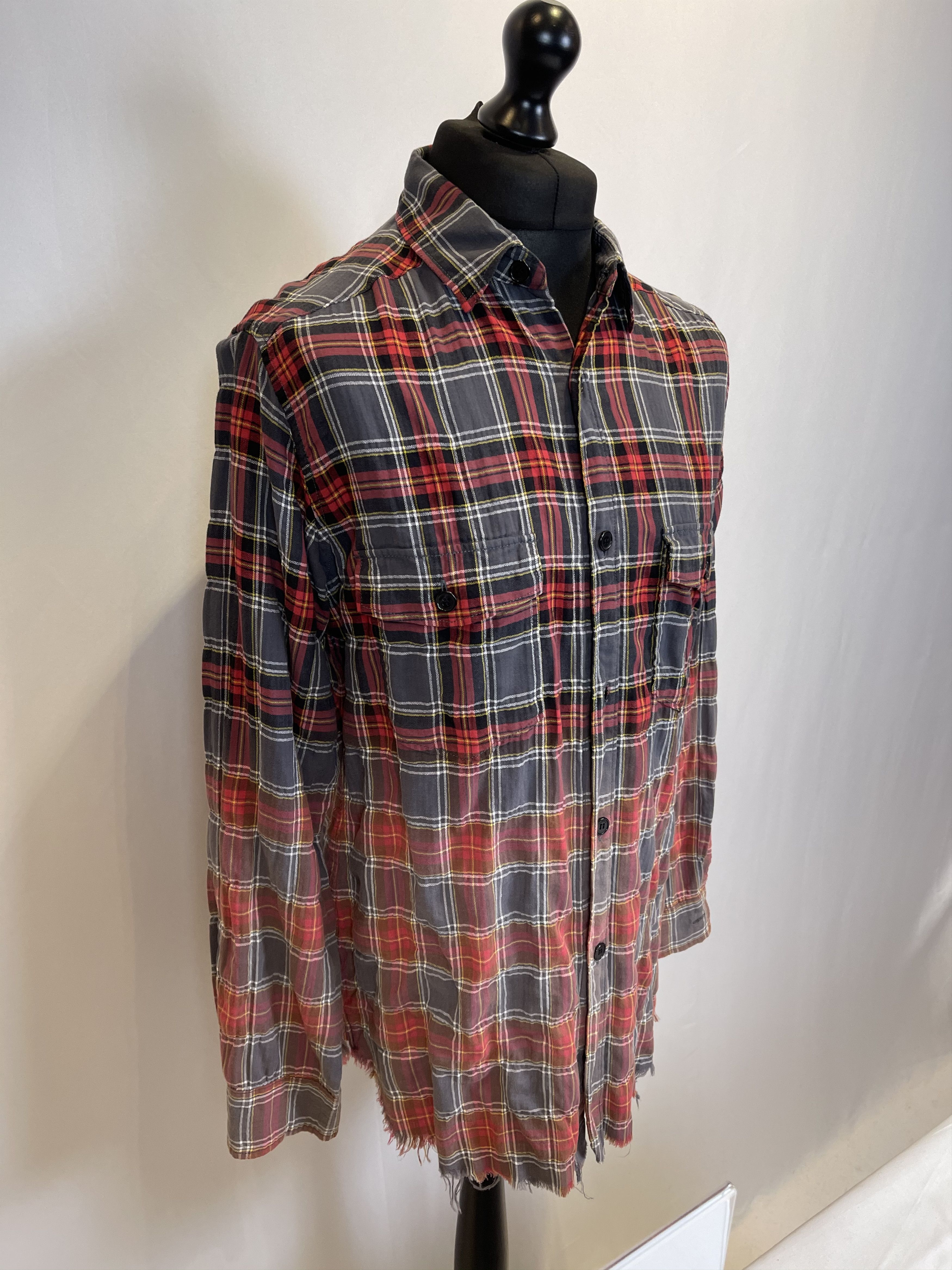 Hedi Slimane × Saint Laurent Paris Saint Laurent Raw Hem Degradé Flannel Shirt Size US L / EU 52-54 / 3 - 5 Thumbnail