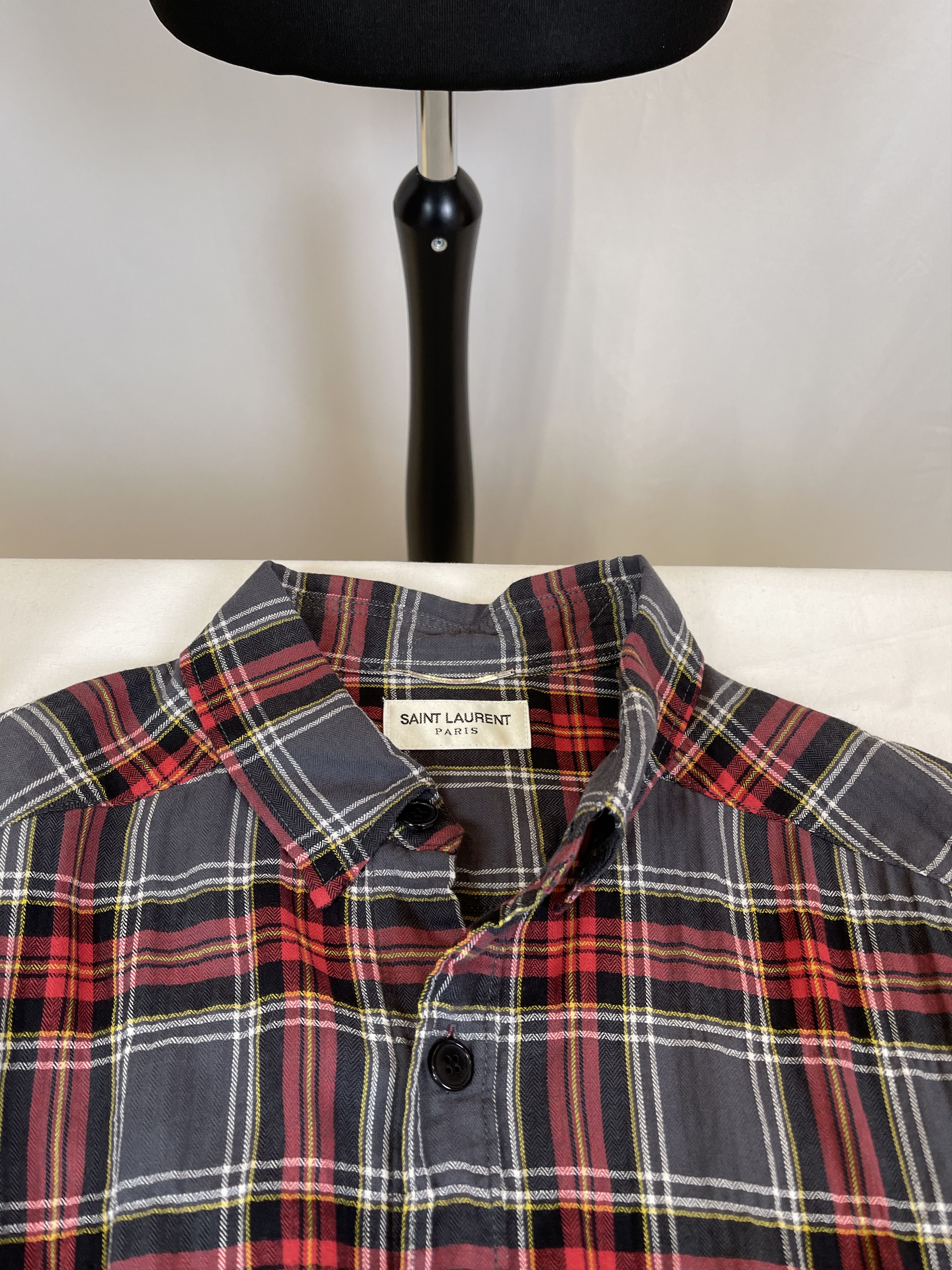 Hedi Slimane × Saint Laurent Paris Saint Laurent Raw Hem Degradé Flannel Shirt Size US L / EU 52-54 / 3 - 7 Thumbnail