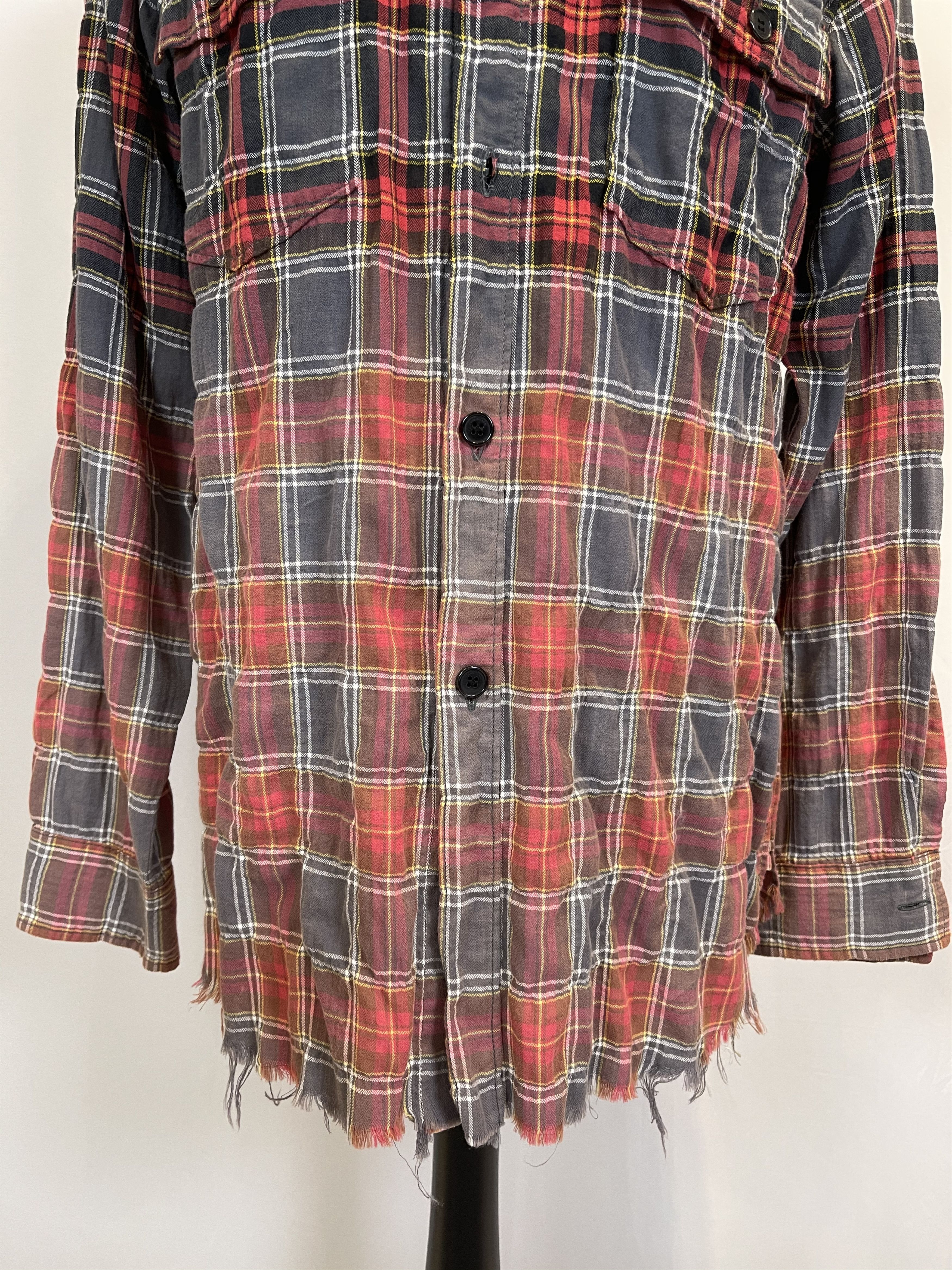 Hedi Slimane × Saint Laurent Paris Saint Laurent Raw Hem Degradé Flannel Shirt Size US L / EU 52-54 / 3 - 3 Thumbnail