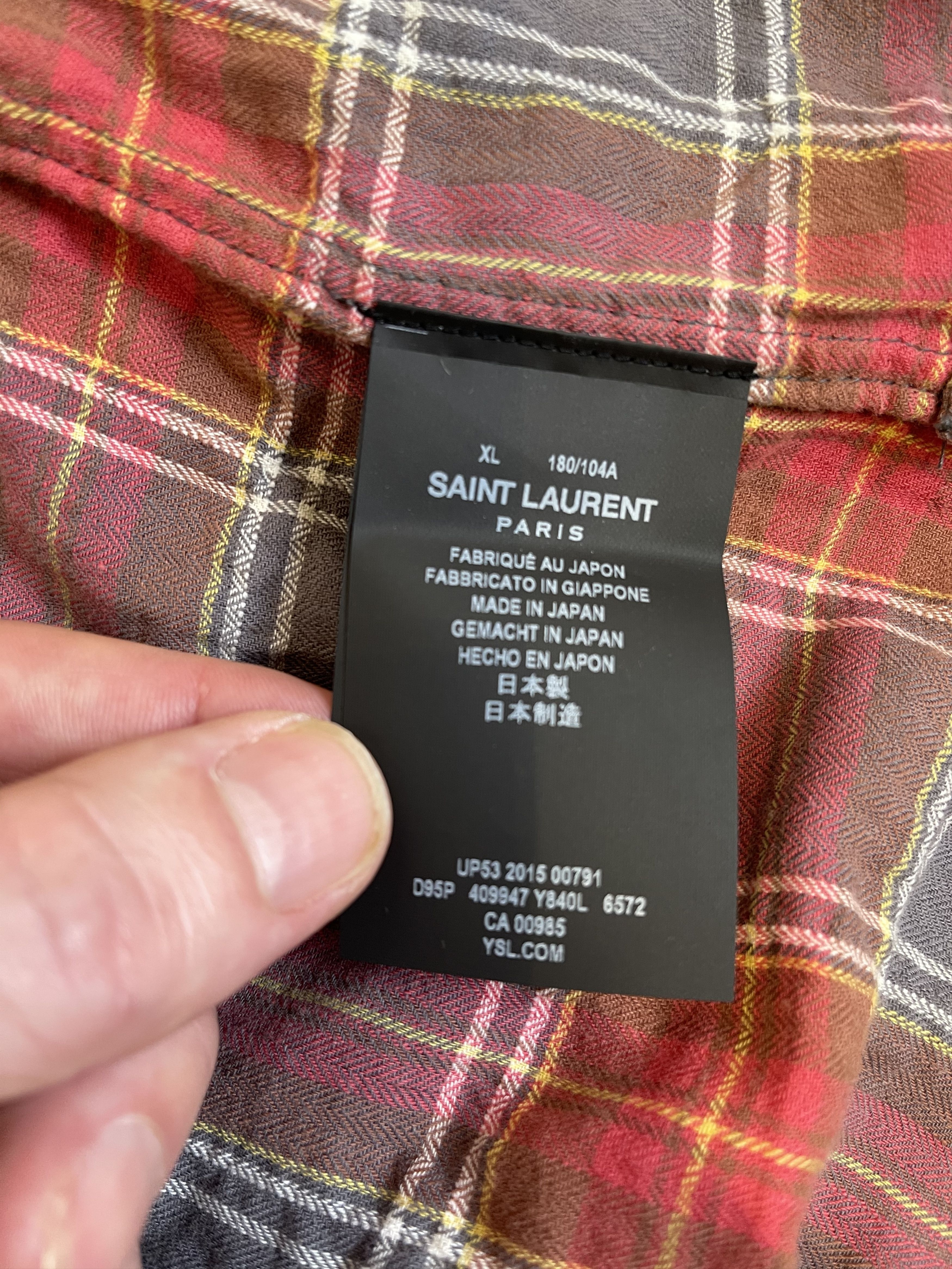 Hedi Slimane × Saint Laurent Paris Saint Laurent Raw Hem Degradé Flannel Shirt Size US L / EU 52-54 / 3 - 9 Thumbnail