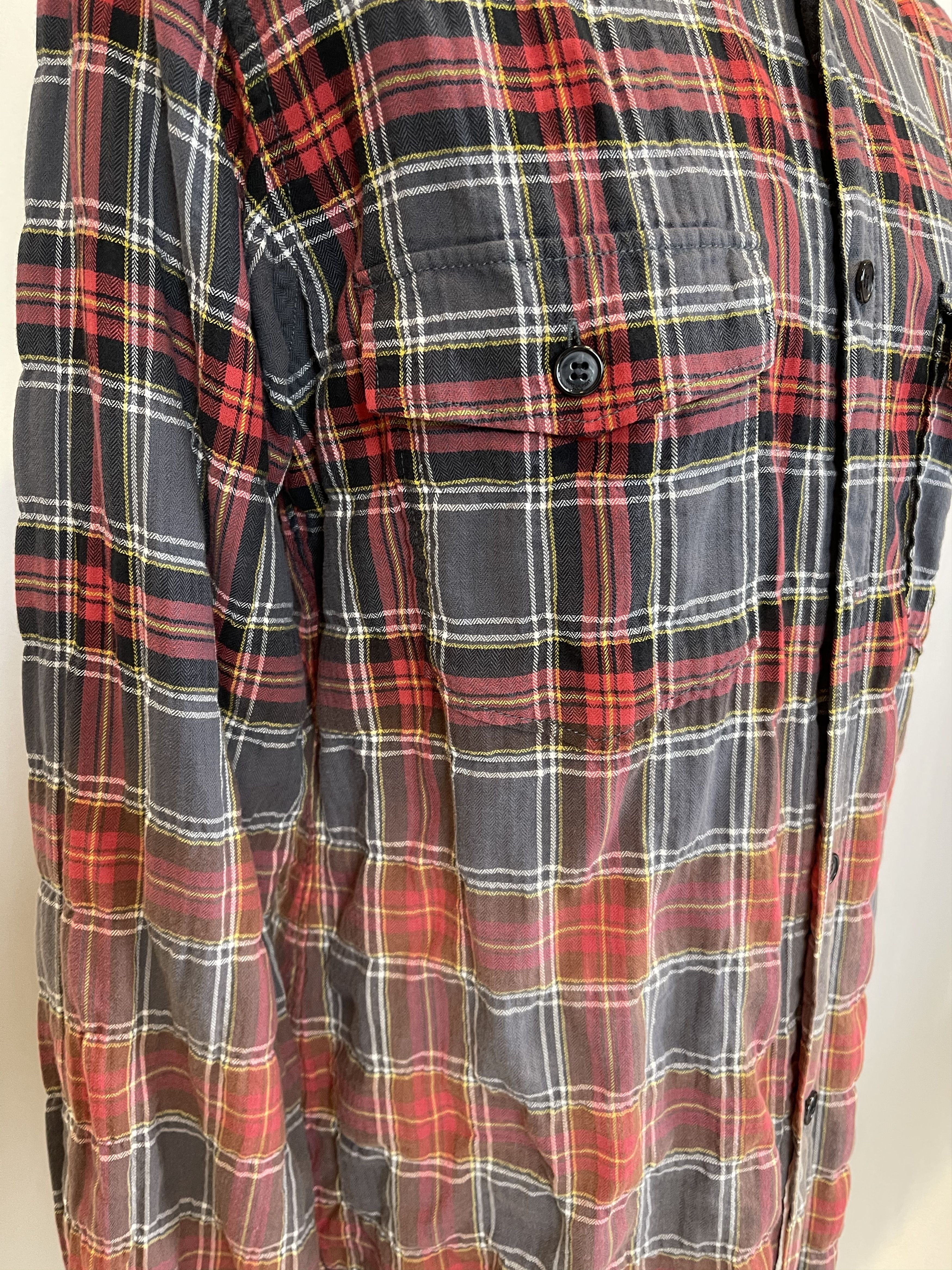 Hedi Slimane × Saint Laurent Paris Saint Laurent Raw Hem Degradé Flannel Shirt Size US L / EU 52-54 / 3 - 6 Thumbnail