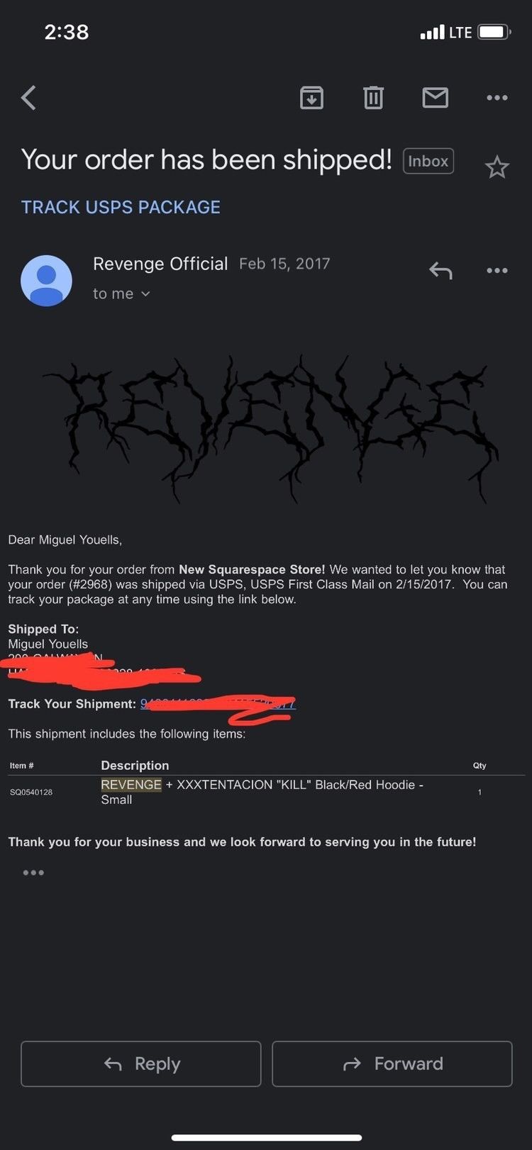 Revenge Revenge Bred Kill hoodie (Size tag) Size US S / EU 44-46 / 1 - 6 Thumbnail