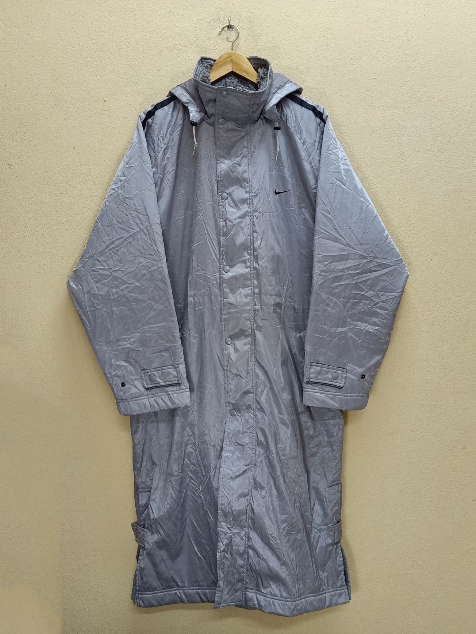 Nike NIKE Embroidered Silver Gray Sherpa Lining Hoodie Parka Size US L / EU 52-54 / 3 - 1 Thumbnail