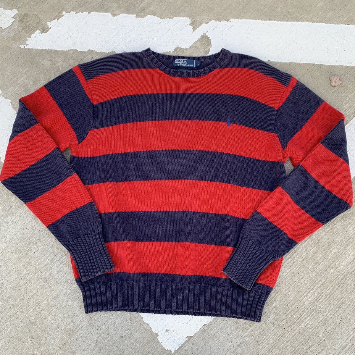 Polo Ralph Lauren 🔥 Vintage Polo Ralph Lauren Striped Knit Sweater Red/Blue L Size US L / EU 52-54 / 3 - 1 Thumbnail