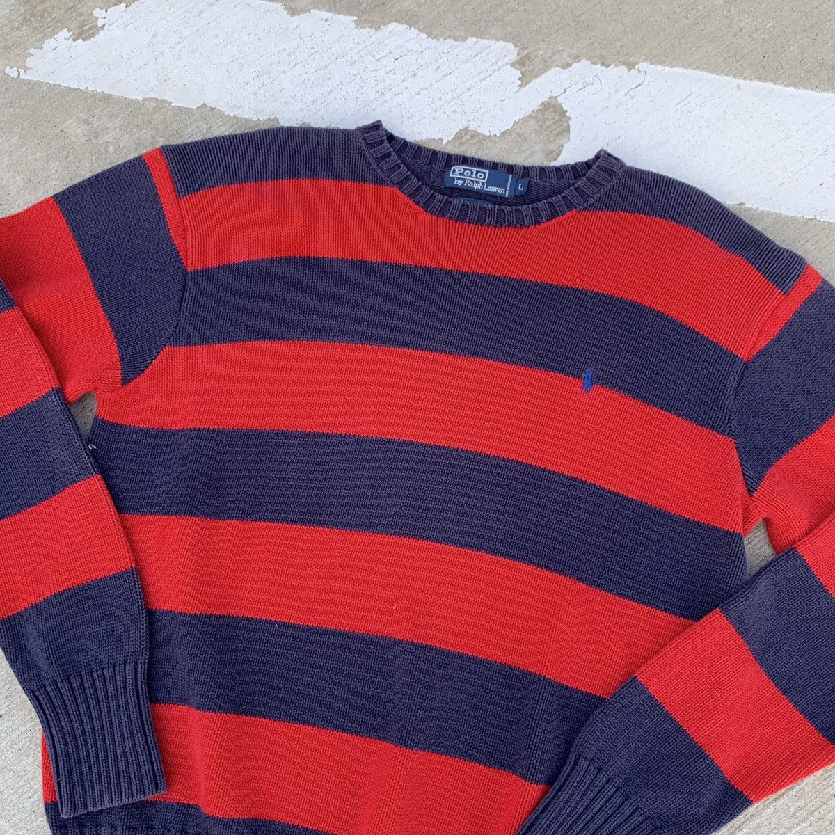 Polo Ralph Lauren 🔥 Vintage Polo Ralph Lauren Striped Knit Sweater Red/Blue L Size US L / EU 52-54 / 3 - 2 Thumbnail
