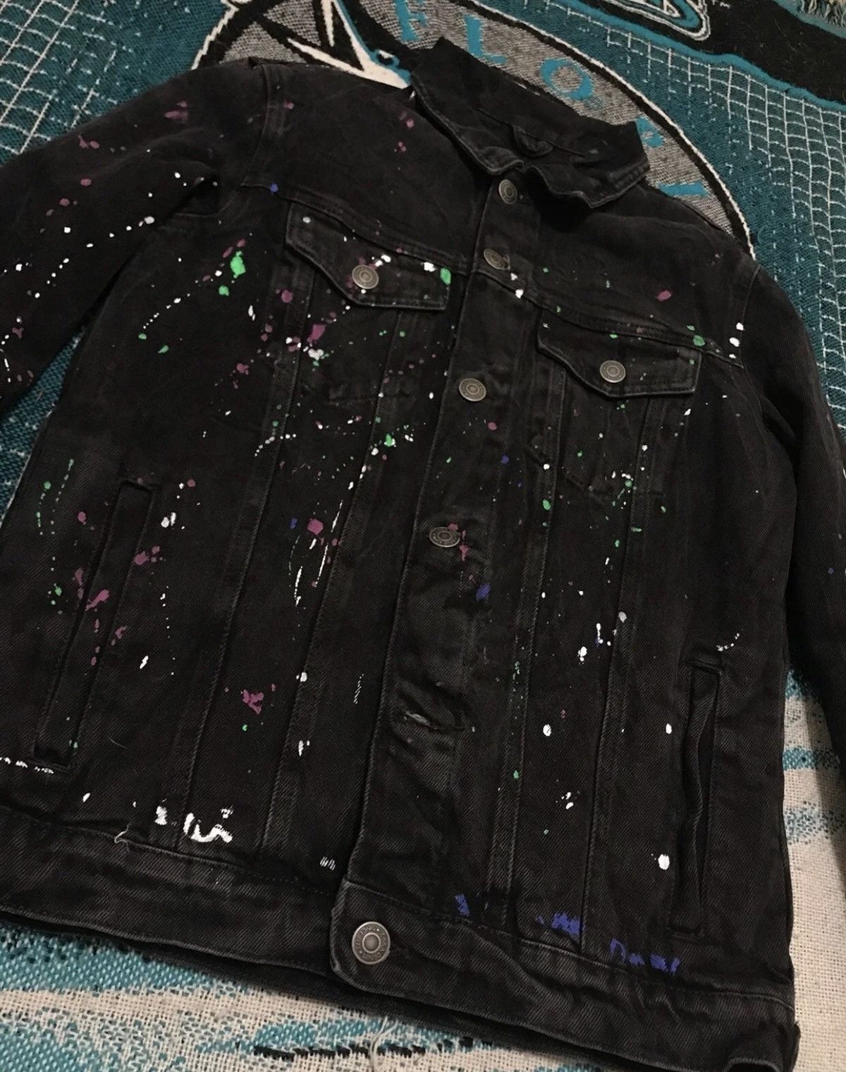 ★ZARA★ PAINT SPLATTER JACKET Zara Men's paint splatter black denim jean jacket medium men