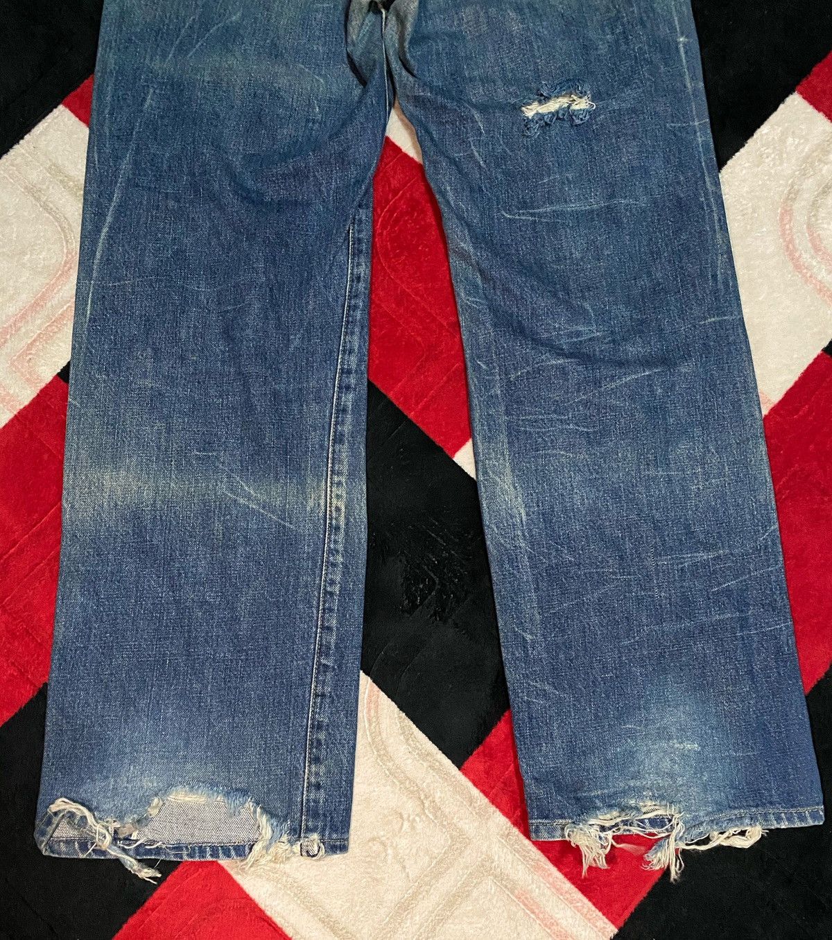 Levi's × Levi's Vintage Clothing Distressed Levis Big E Selvedge Denim Jeans Size US 32 / EU 48 - 12 Thumbnail