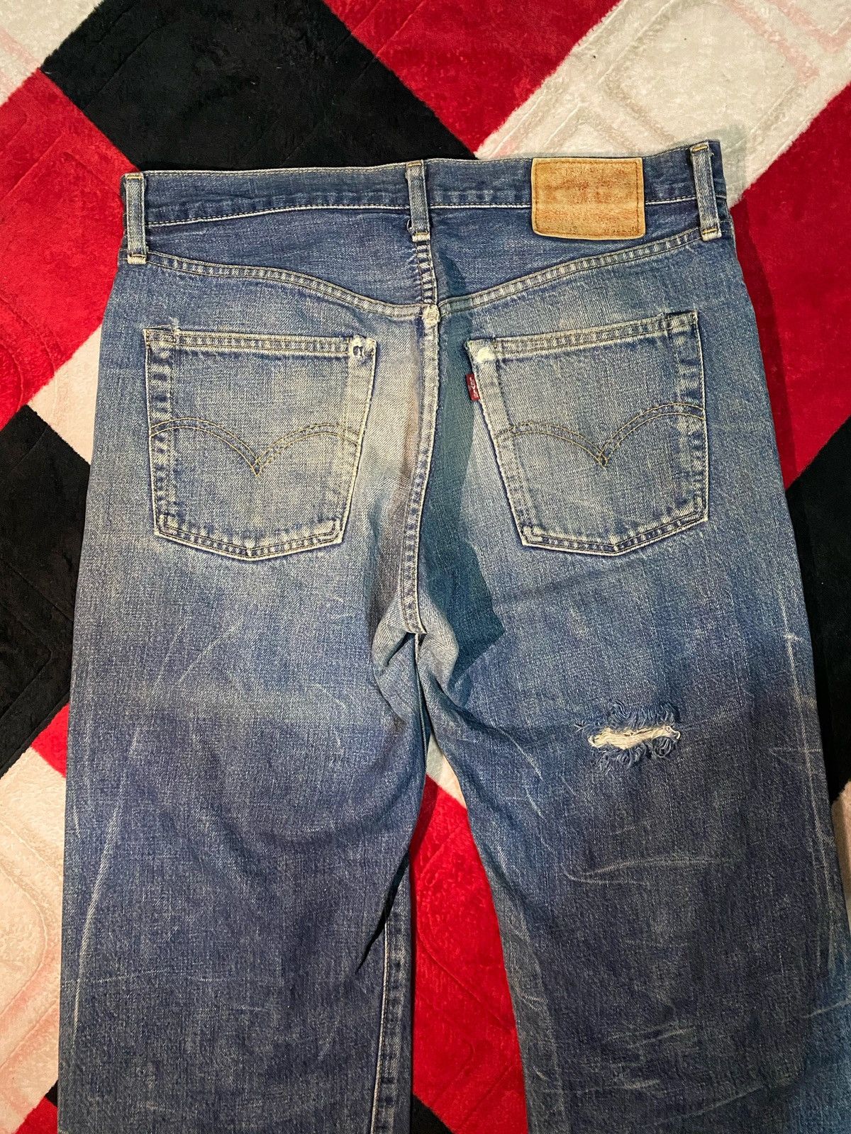 Levi's × Levi's Vintage Clothing Distressed Levis Big E Selvedge Denim Jeans Size US 32 / EU 48 - 11 Thumbnail