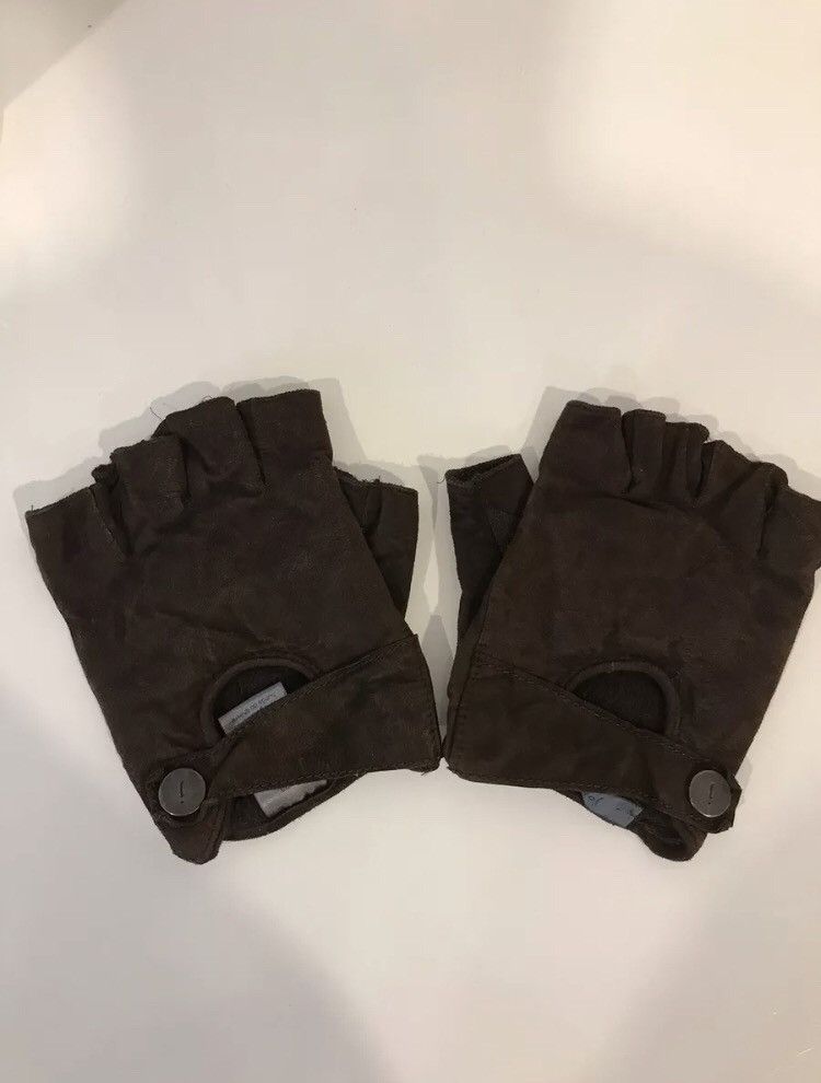 Fingerless washed goat suede gloves small