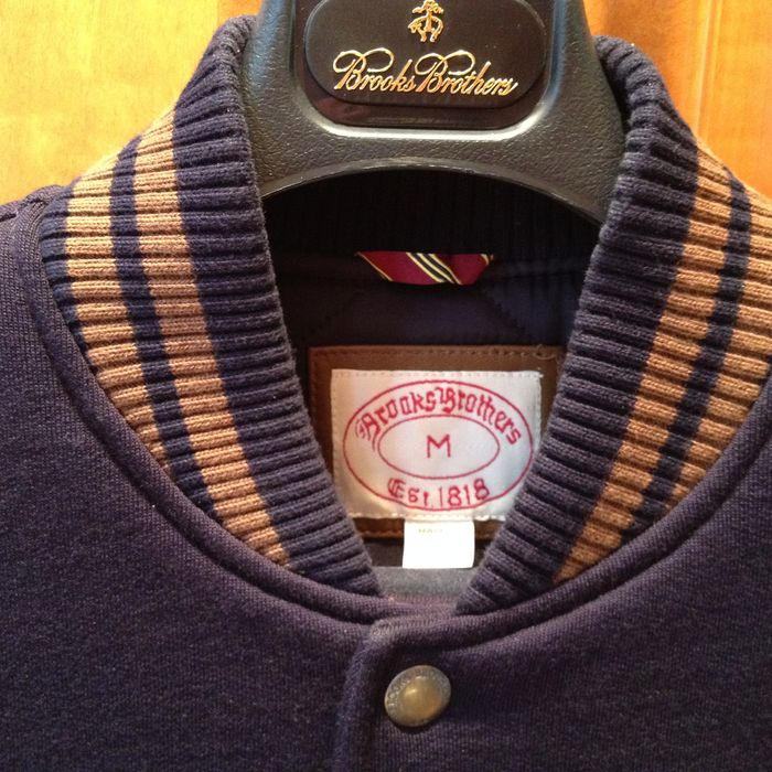 Brooks Brothers Varsity Jacket Navy/Brown Grailed