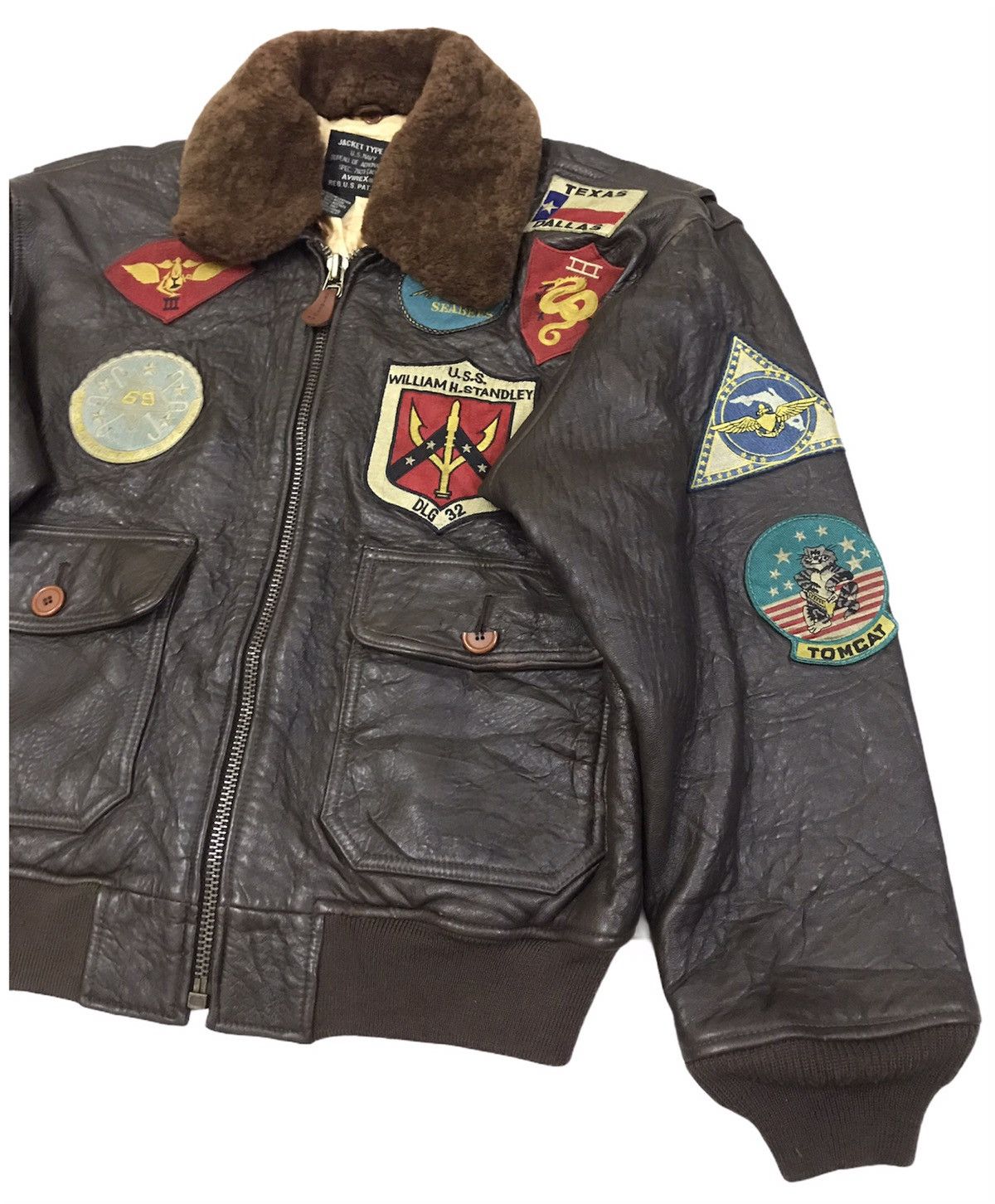 Avirex × Leather Jacket × Military Type G-1 Us Navy Far East 