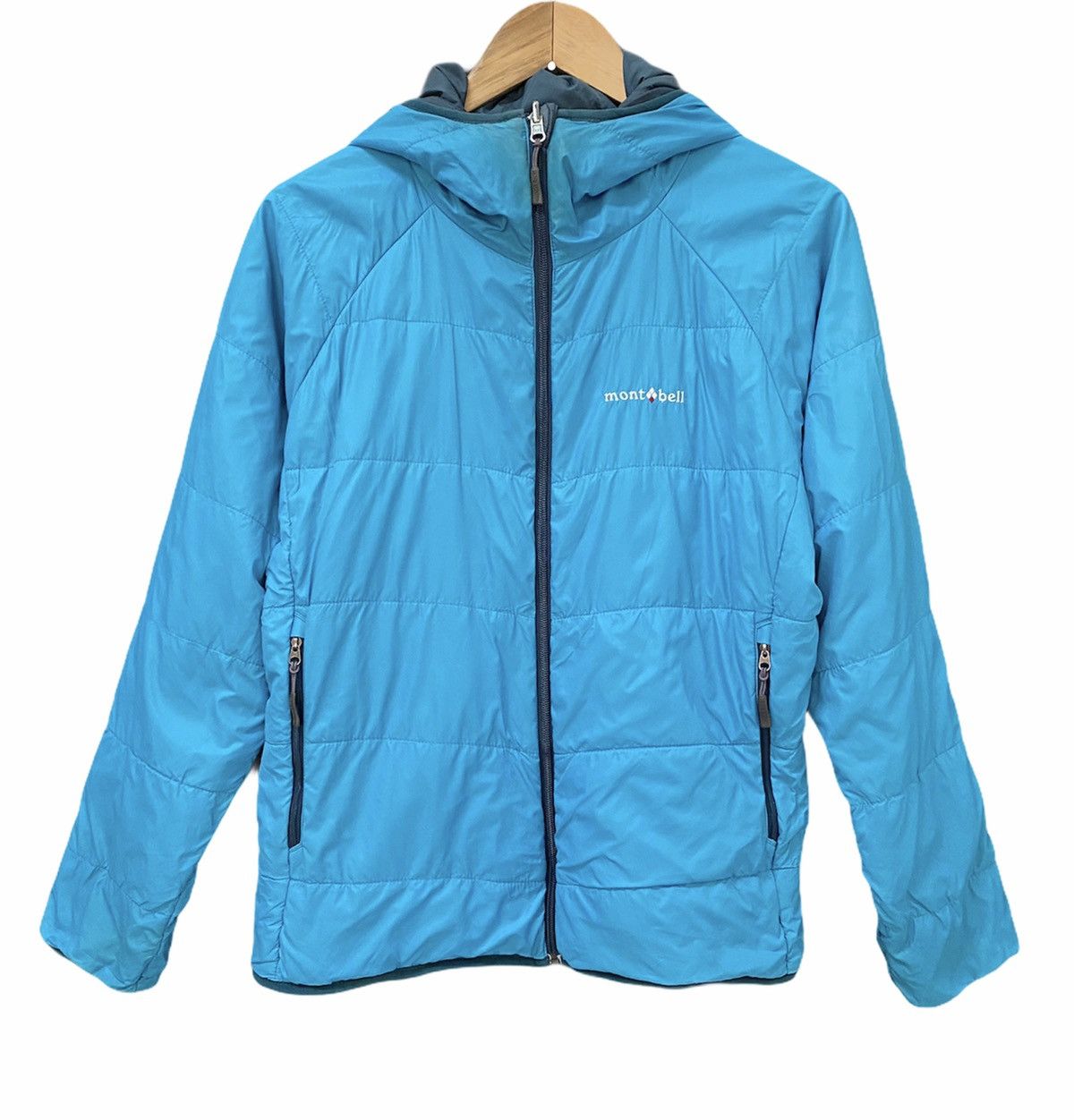 image of Montbell Puffer Light Jacket Reversible Jacket in Light Blue, Men's (Size Medium)