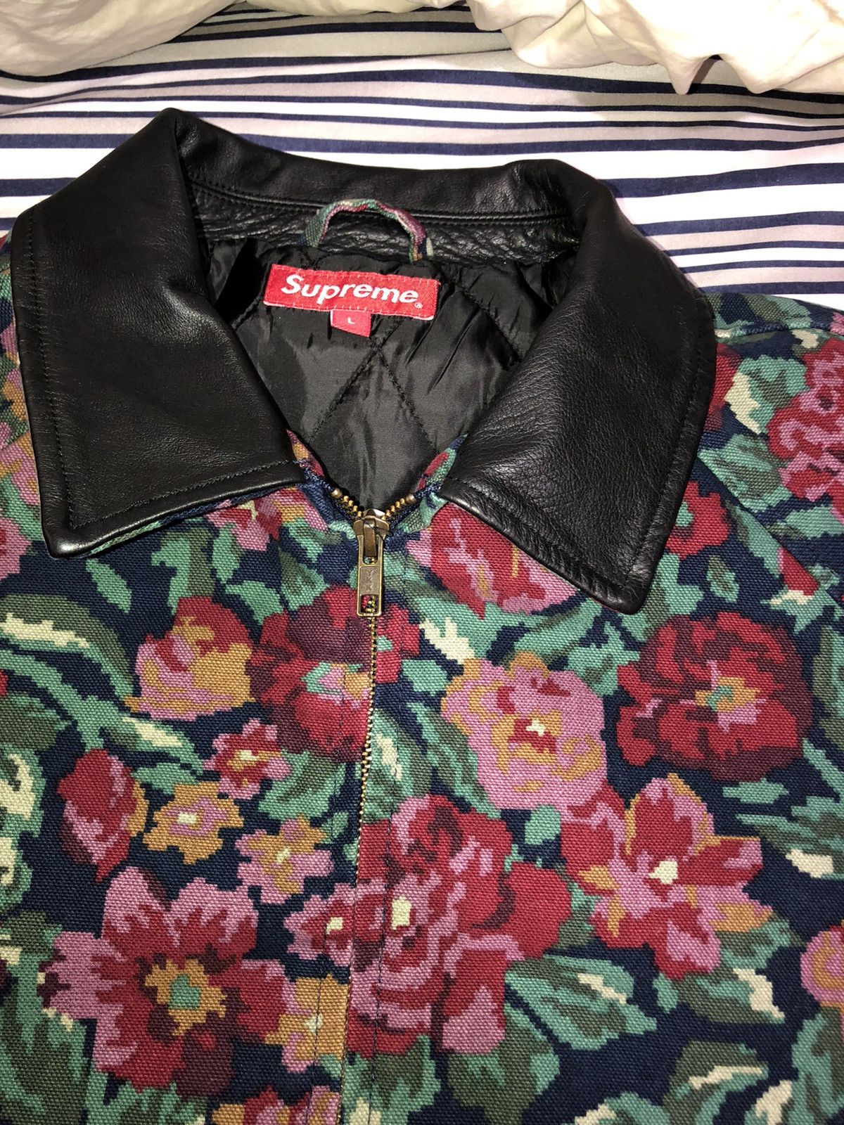 Supreme Supreme Leather Collar Work Jacket Digi Floral | Grailed