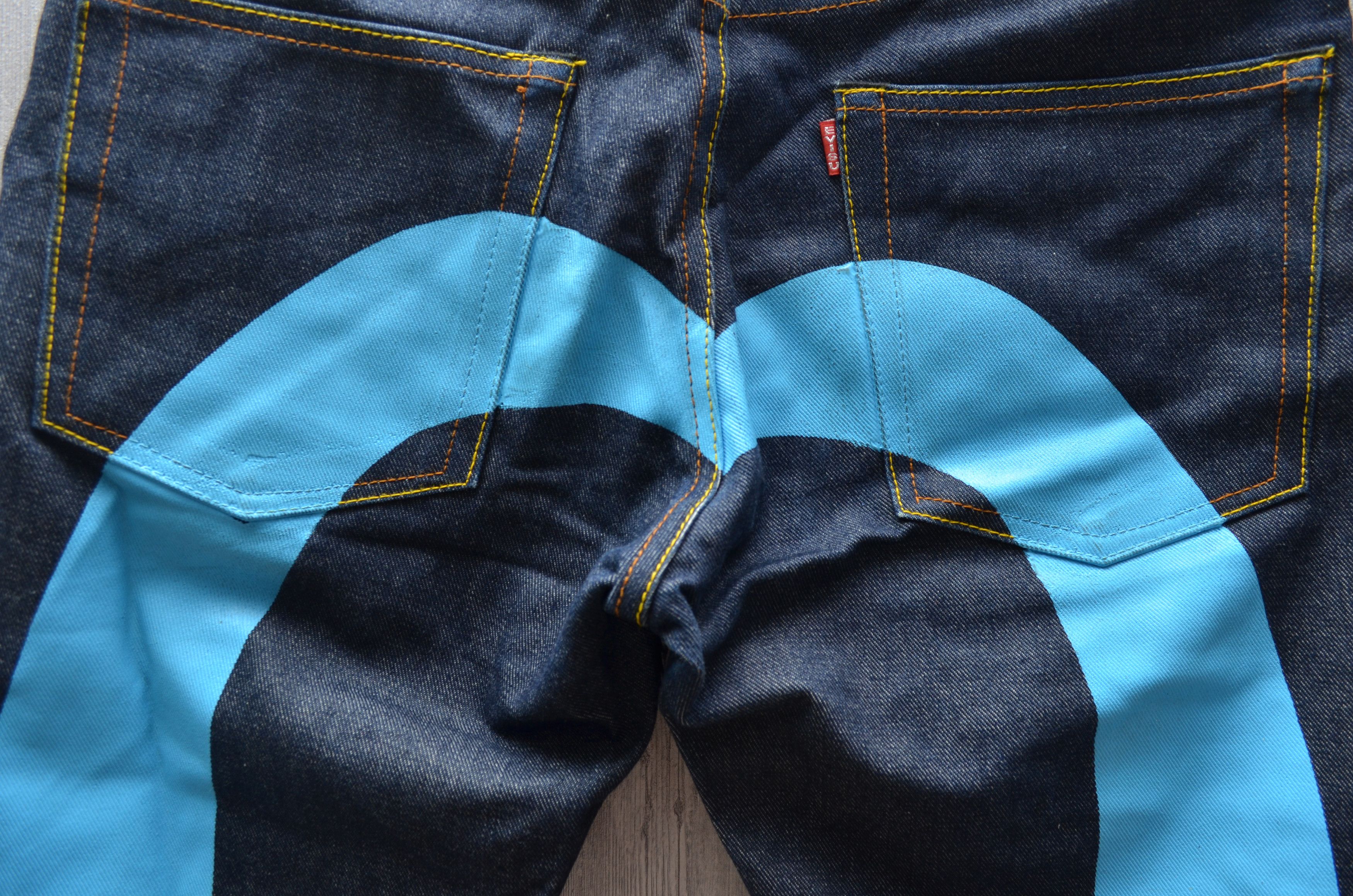 Evisu Deadstock🔥Evisu Blue Daicock Cinch Big Logo Denim Pants Size US 32 / EU 48 - 4 Thumbnail