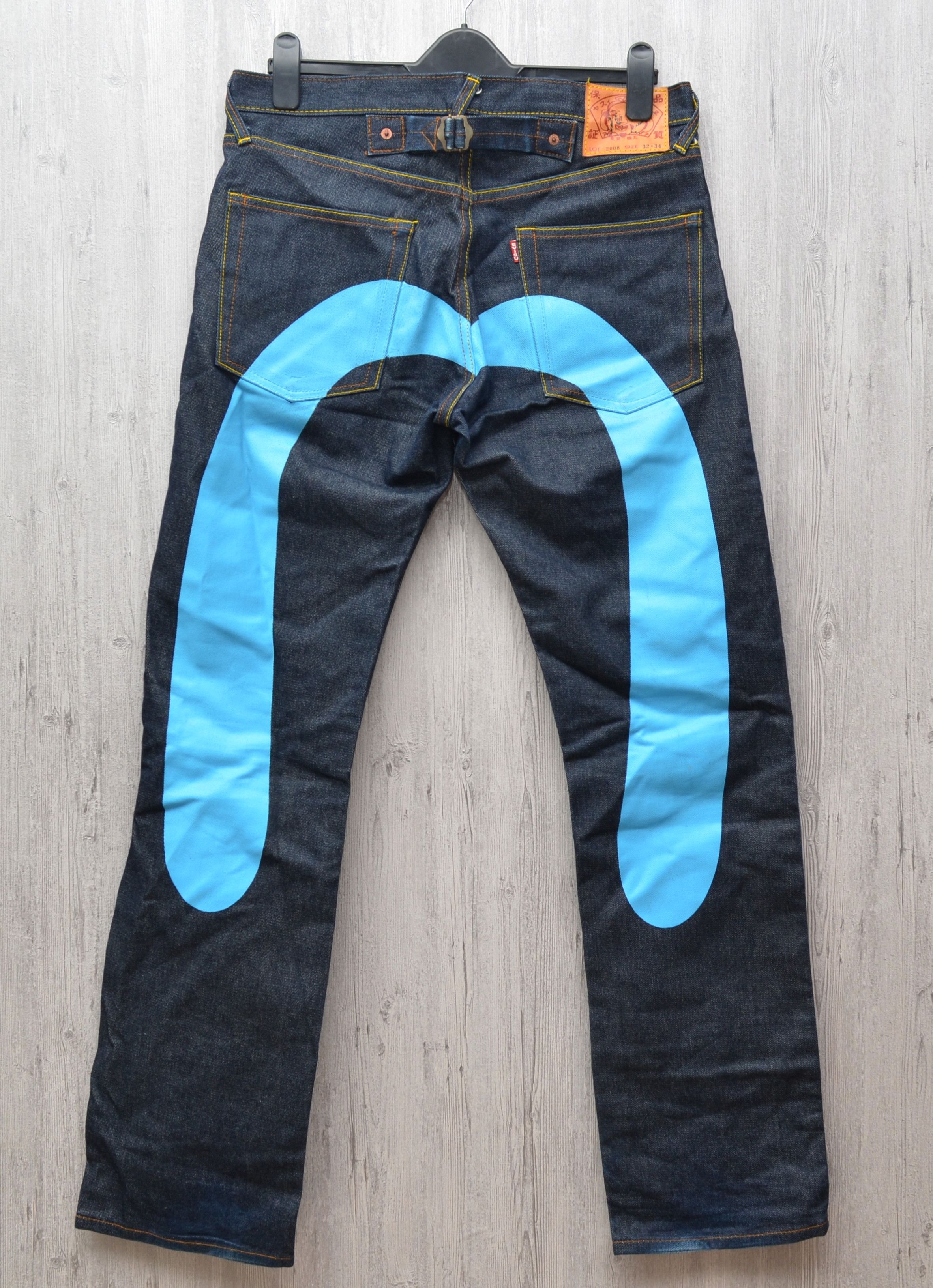 Evisu Deadstock🔥Evisu Blue Daicock Cinch Big Logo Denim Pants Size US 32 / EU 48 - 1 Preview