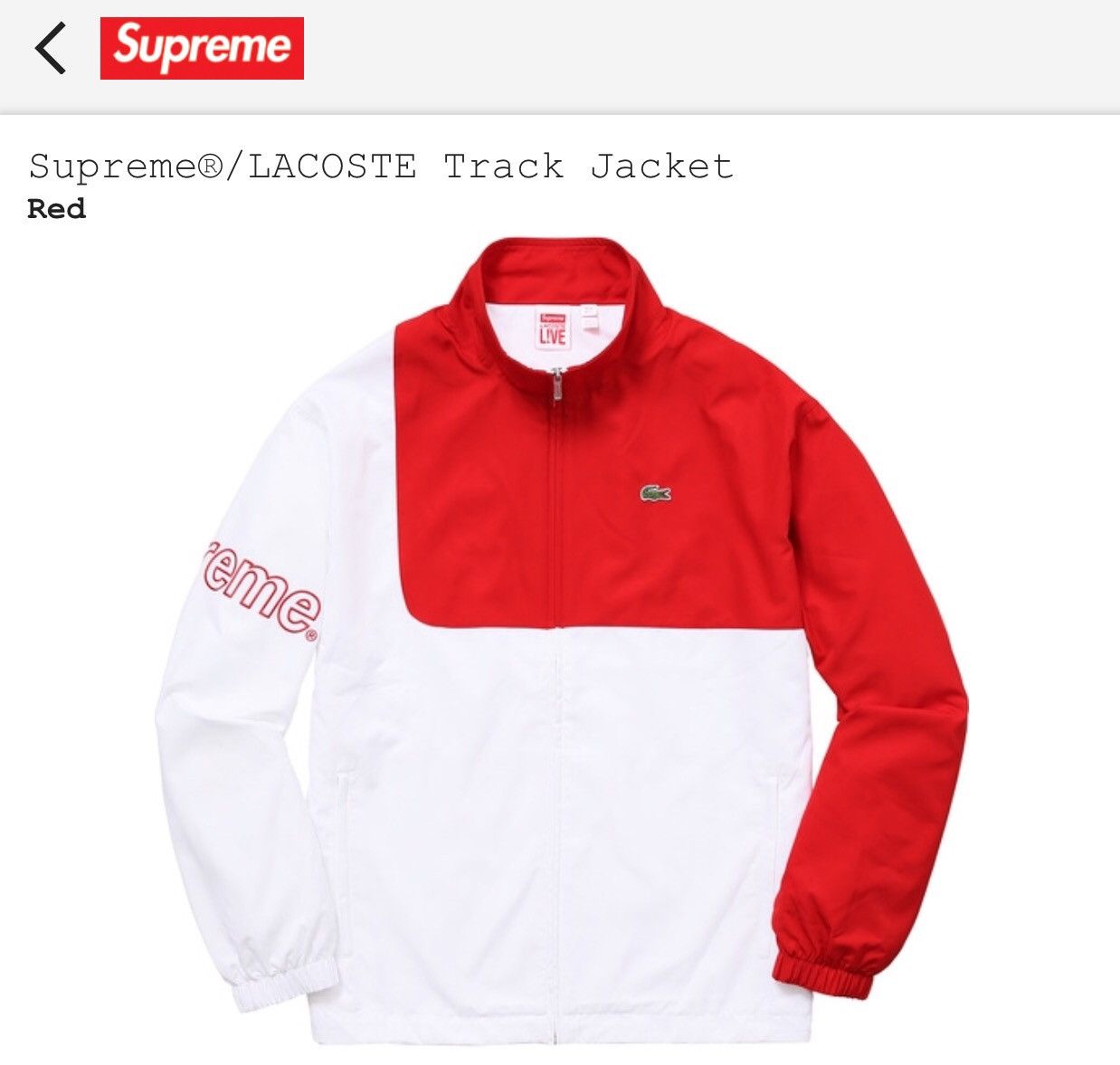 Supreme lacoste track outlet jacket