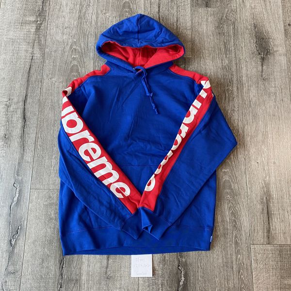 Supreme SS18 Sideline Hoodie Royal Blue Red Mens SIZE XL Preowned 100%  AUTHENTIC
