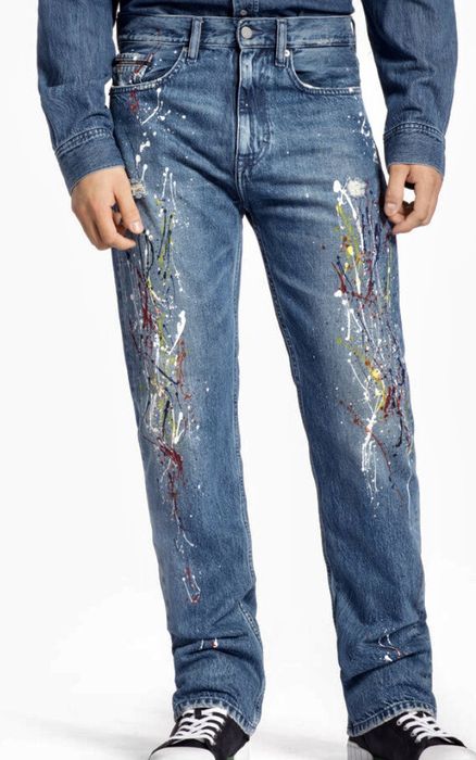 Calvin klein paint splatter hot sale jeans