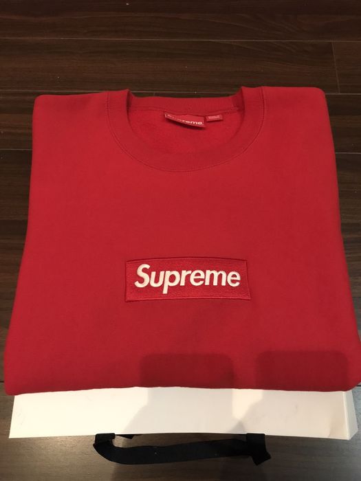 Supreme 2015 supreme box logo crewneck red | Grailed