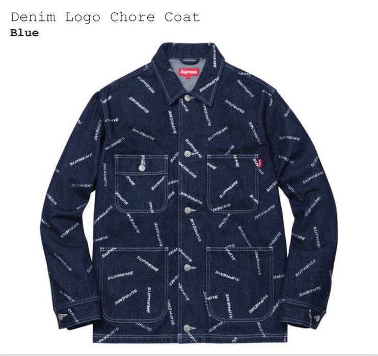 Supreme Denim Logo Chore Coat Jacket | Grailed