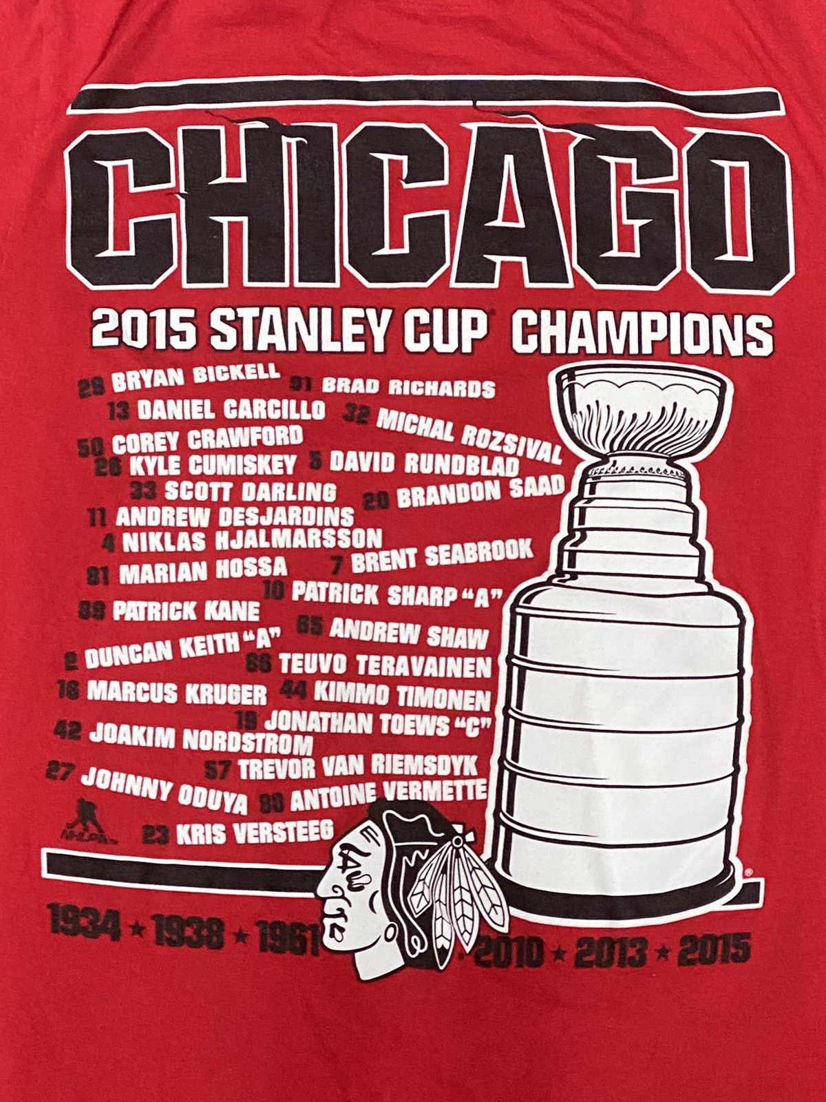 Reebok 2015 Chicago Blackhawks Stanley Cup Champions Tee Size US M / EU 48-50 / 2 - 5 Thumbnail