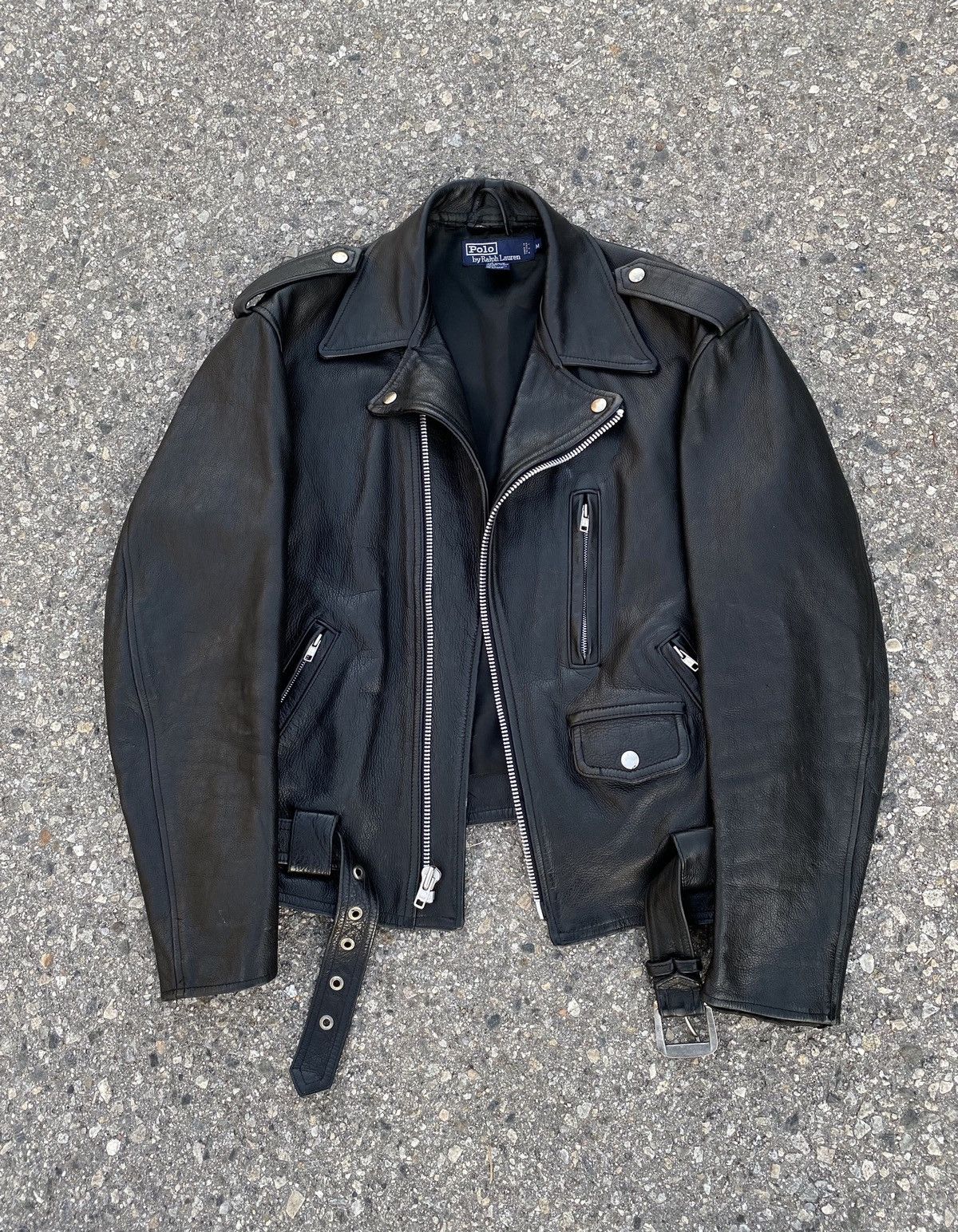 Vintage Polo Ralph Lauren Leather Biker Jacket 90s