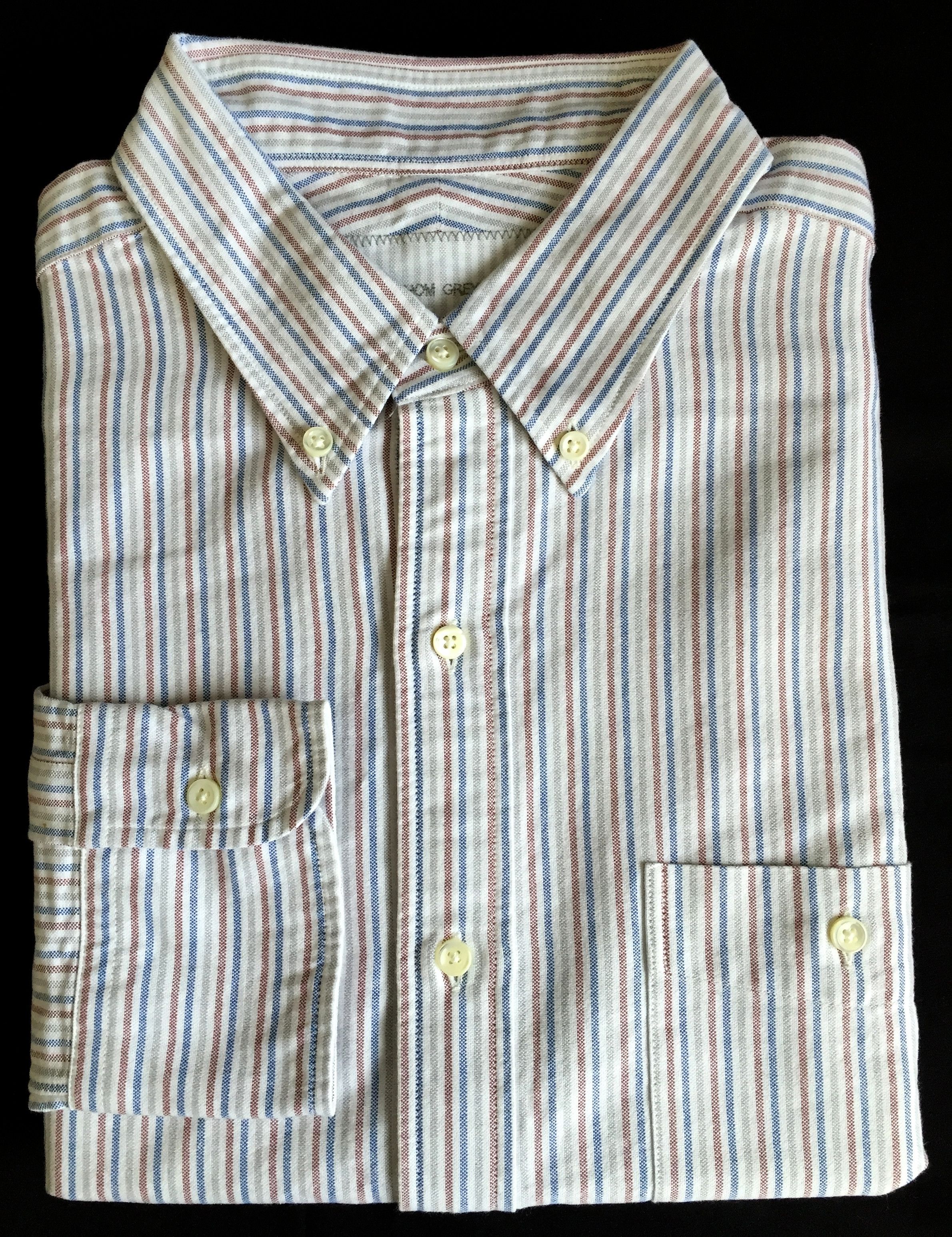 Thom Grey Logo Stripe Oxford Shirt, NWT | Grailed