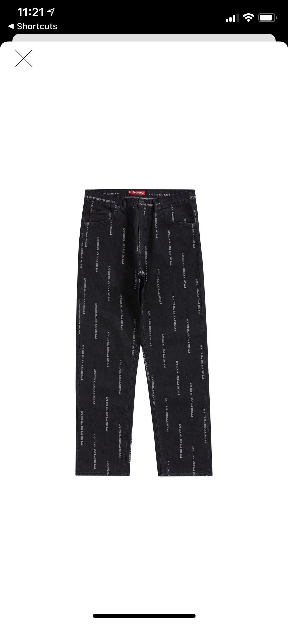 Supreme Supreme Logo Stripe Jacquard Regular Jean Black | Grailed