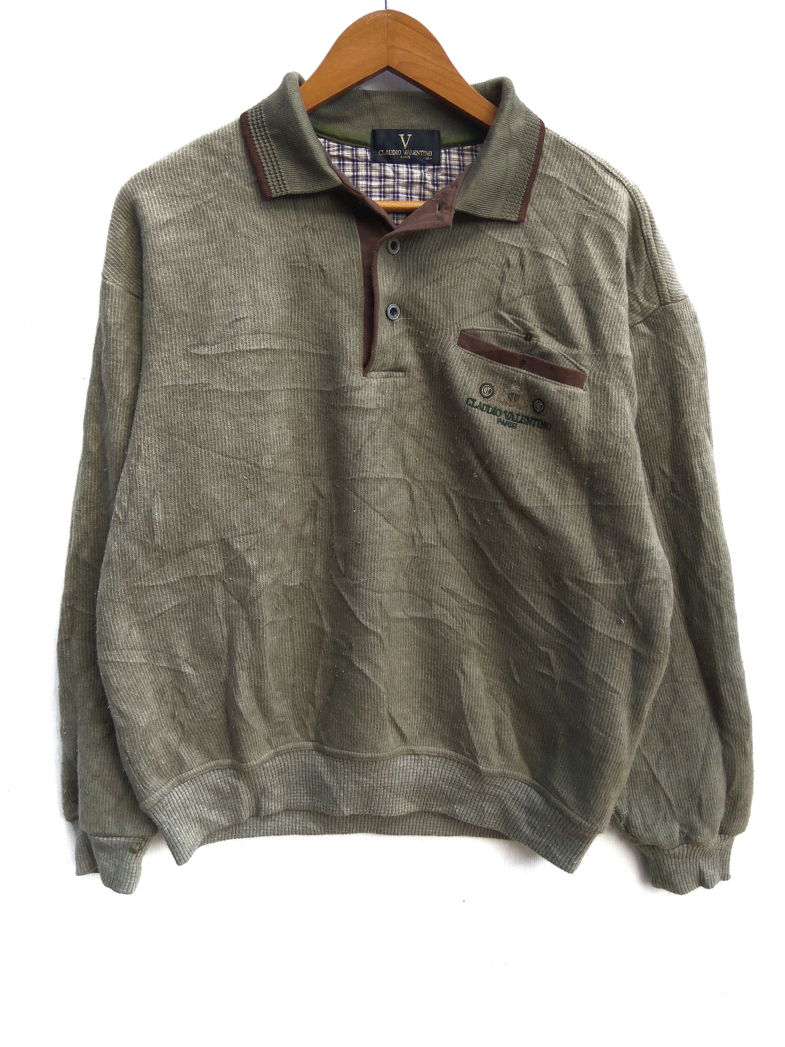 Valentino CLAUDIO VALENTINO PARIS Collar Sweatshirt Quarter Button Size US M / EU 48-50 / 2 - 2 Thumbnail