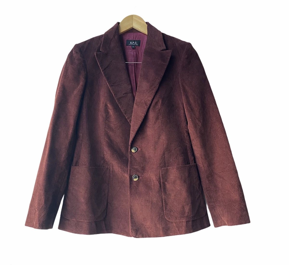 A.P.C. A.P.C Velvet Blazer Maroon 36 Size 36S - 1 Thumbnail