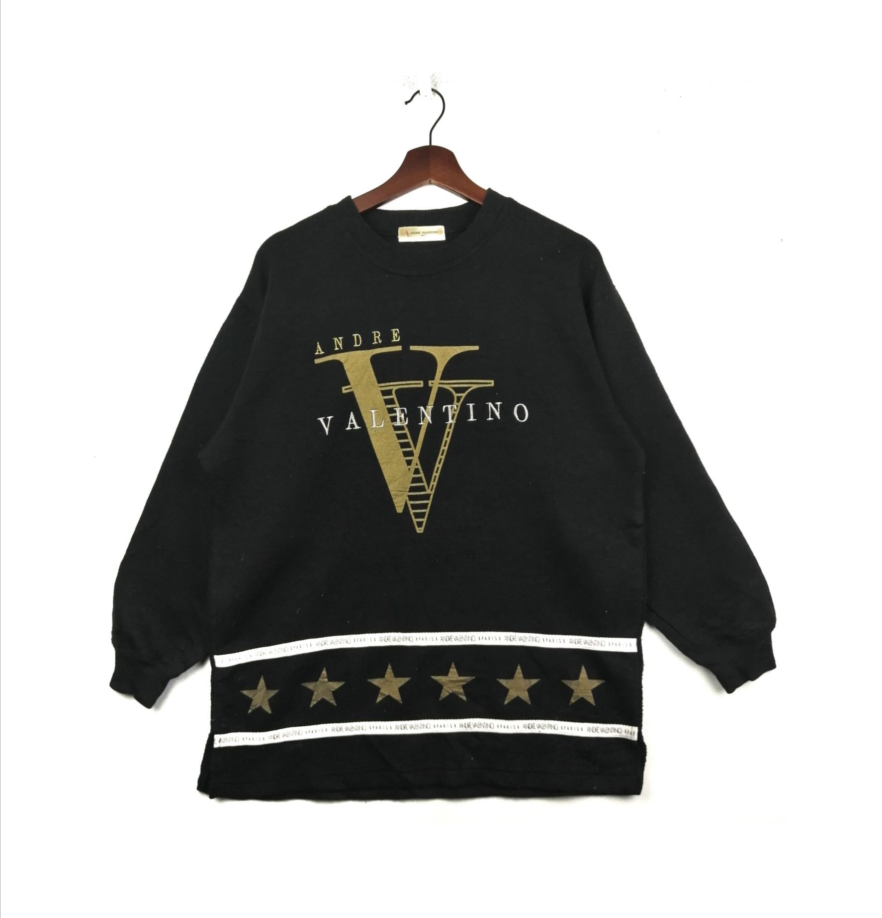 Designer × Vintage Andre Valentino Paris Big Logo Sweatshirt Size US M / EU 48-50 / 2 - 1 Thumbnail